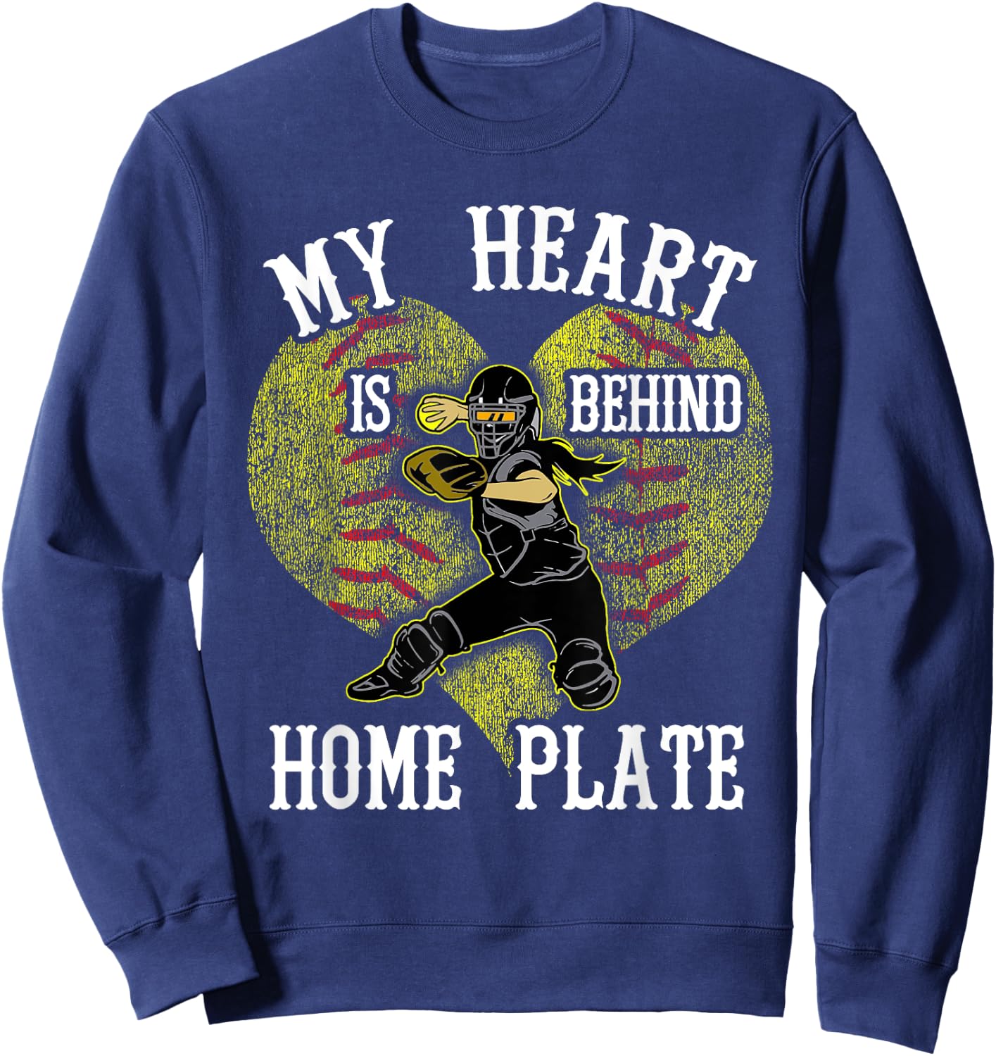 Softball Mom My Heart is Behind Home Plate Sweatshirt - Sweatshirt | Navy