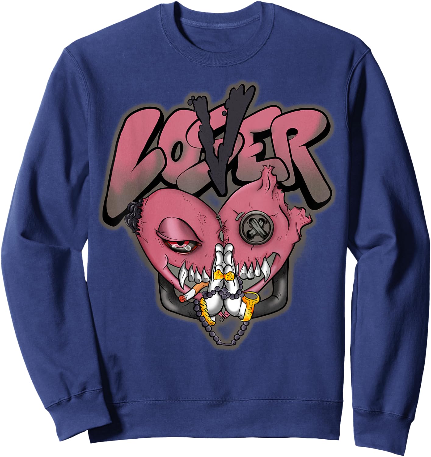 Graphic Loser Love Drip Pink Heart Matching Pink Apparel Sweatshirt - Sweatshirt | Navy