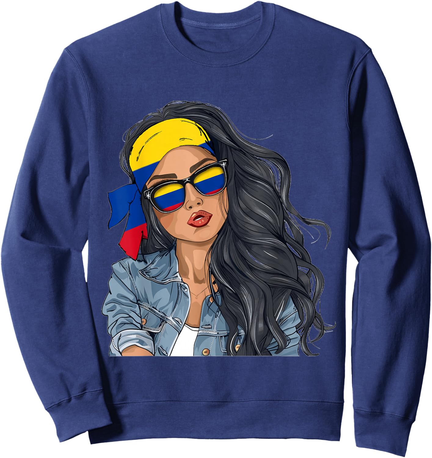 Colombianas Woman Products Flag Uniform Souvenirs Colombia Sweatshirt - Sweatshirt | Navy