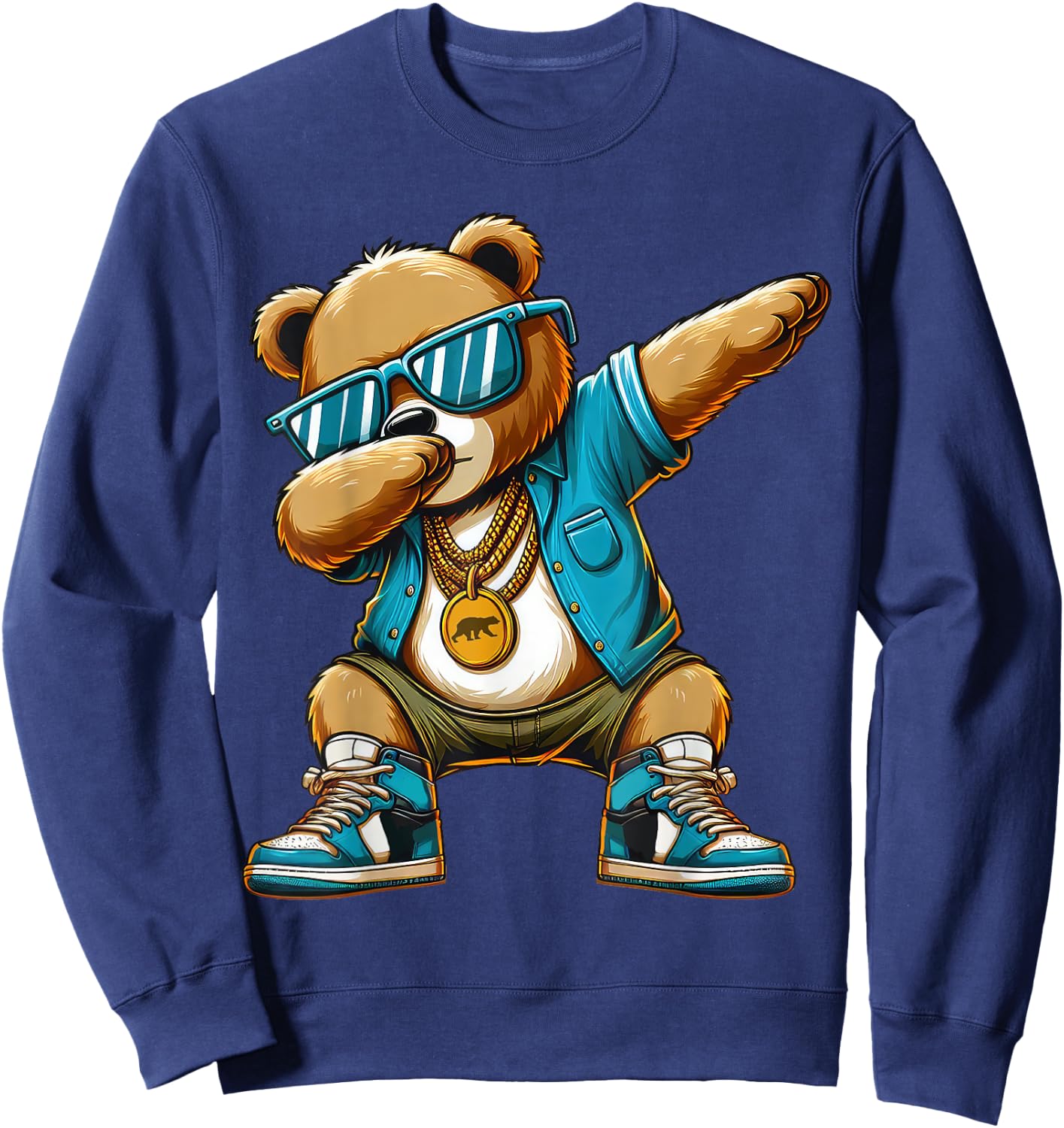 Dabbing Bear Funny Bear Dab Dance Boys Girls Kids Sweatshirt - Sweatshirt | Navy