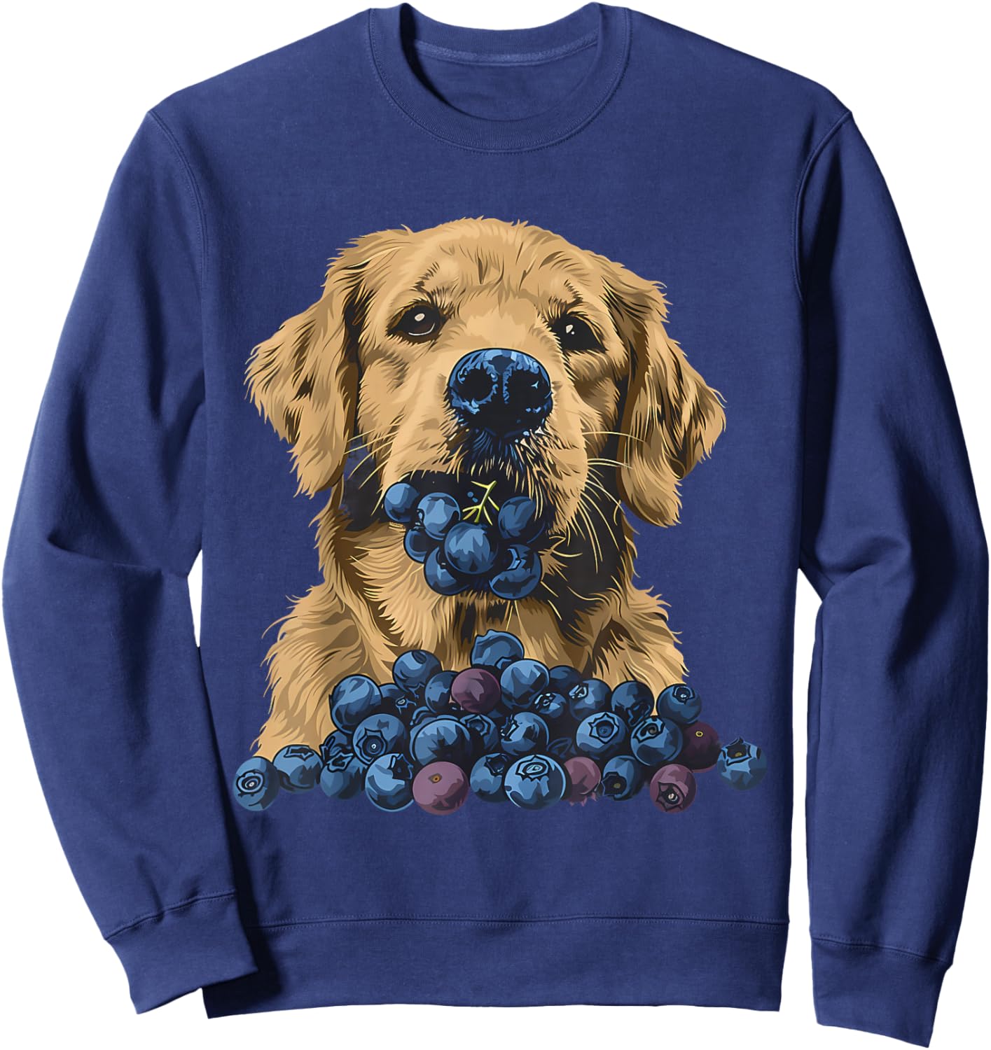 Blueberry Dog Artwork Blueberry Fruit Cute Dog Drawing Sweatshirt - Sweatshirt | Navy