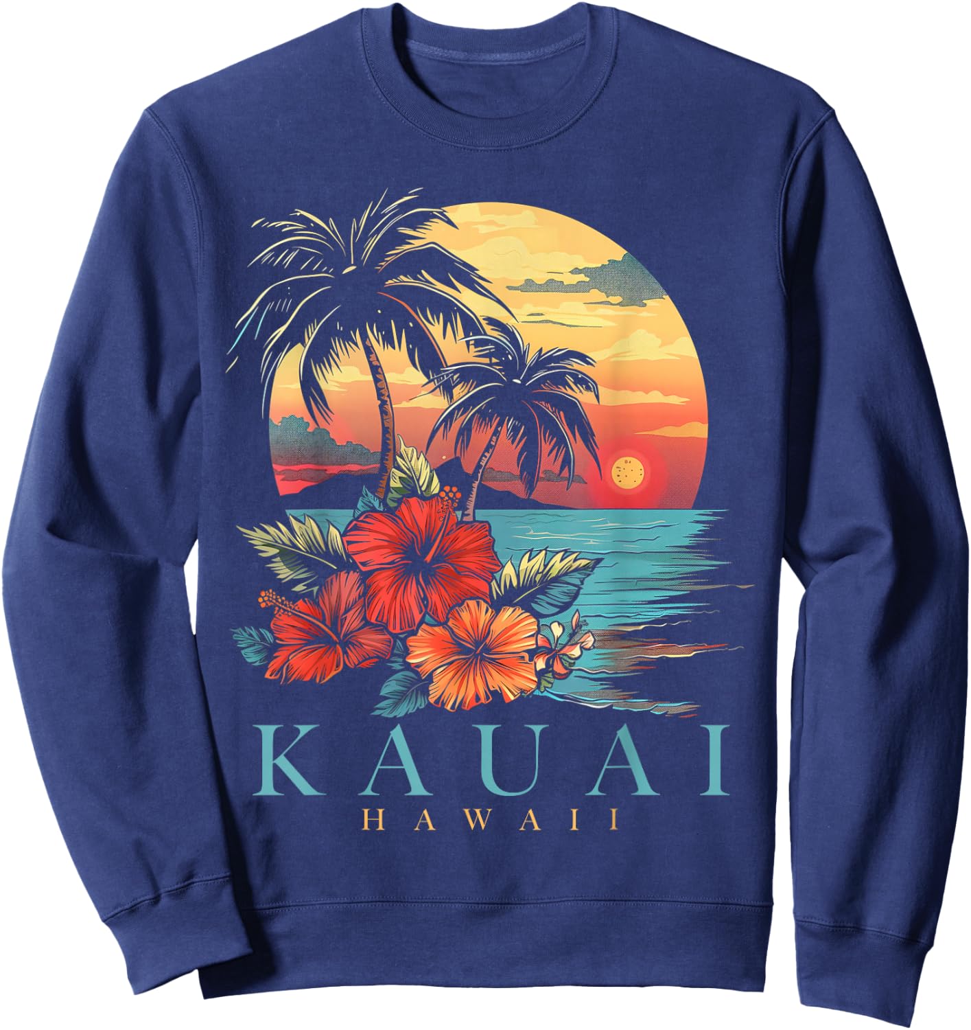 Kauai Hawaii Aloha Hawaiian Surf Surfer Vintage Sweatshirt - Sweatshirt | Navy
