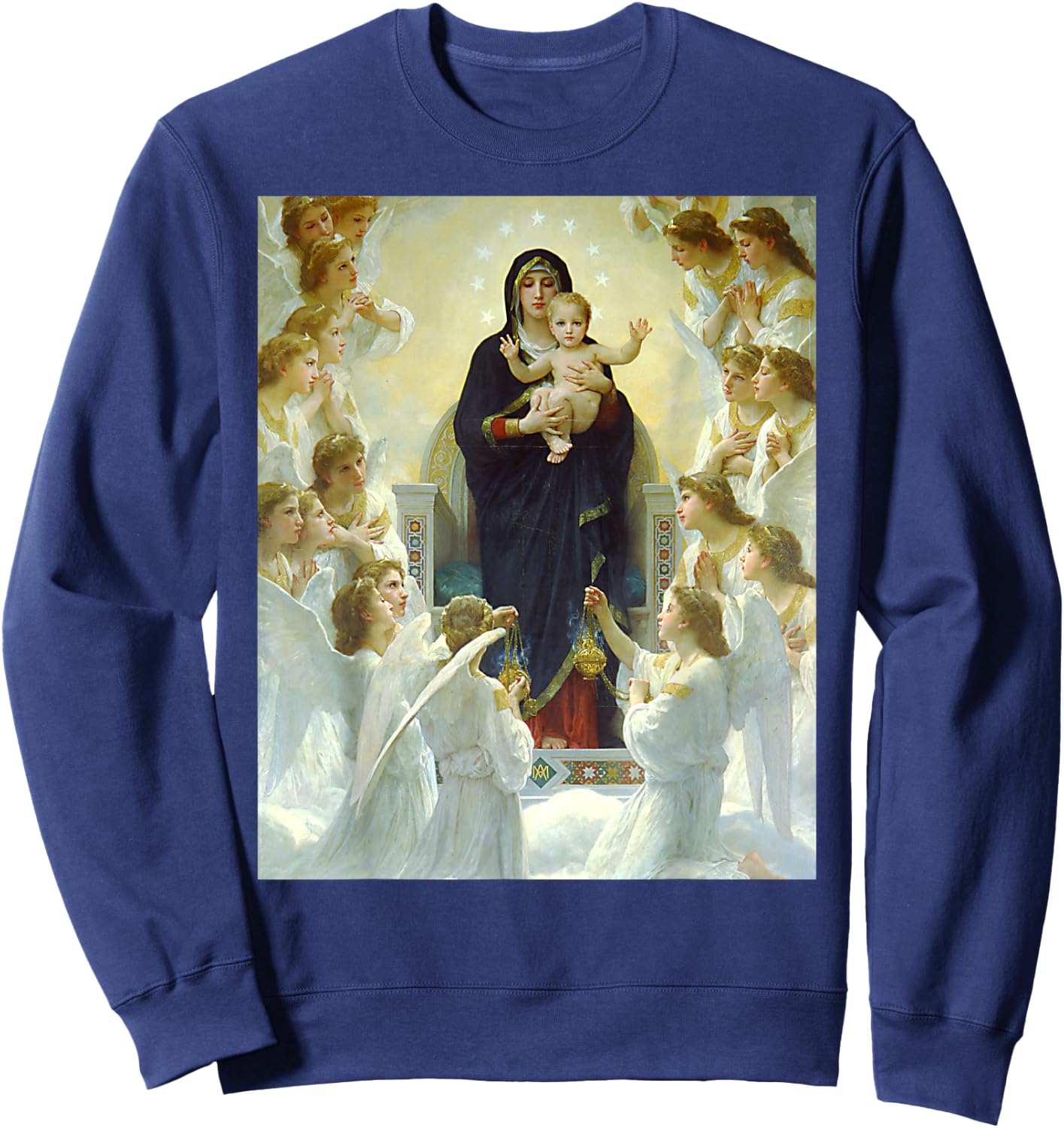 The Virgin with Angels Painting by William Bouguereau 1900 Sweatshirt - Sweatshirt | Navy