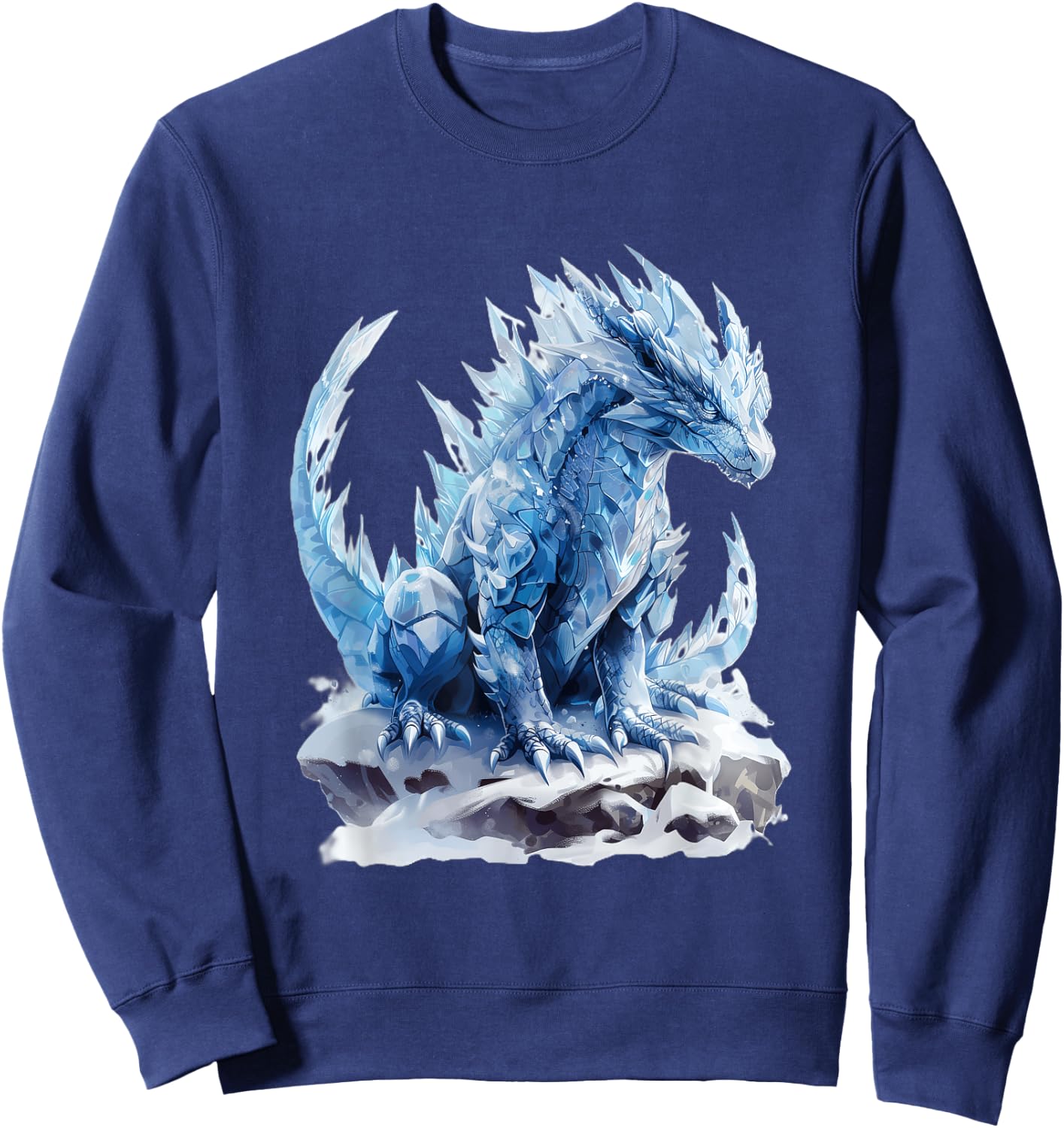 Majestic Icy Blue Dragon in Winter Sweatshirt - Sweatshirt | Navy
