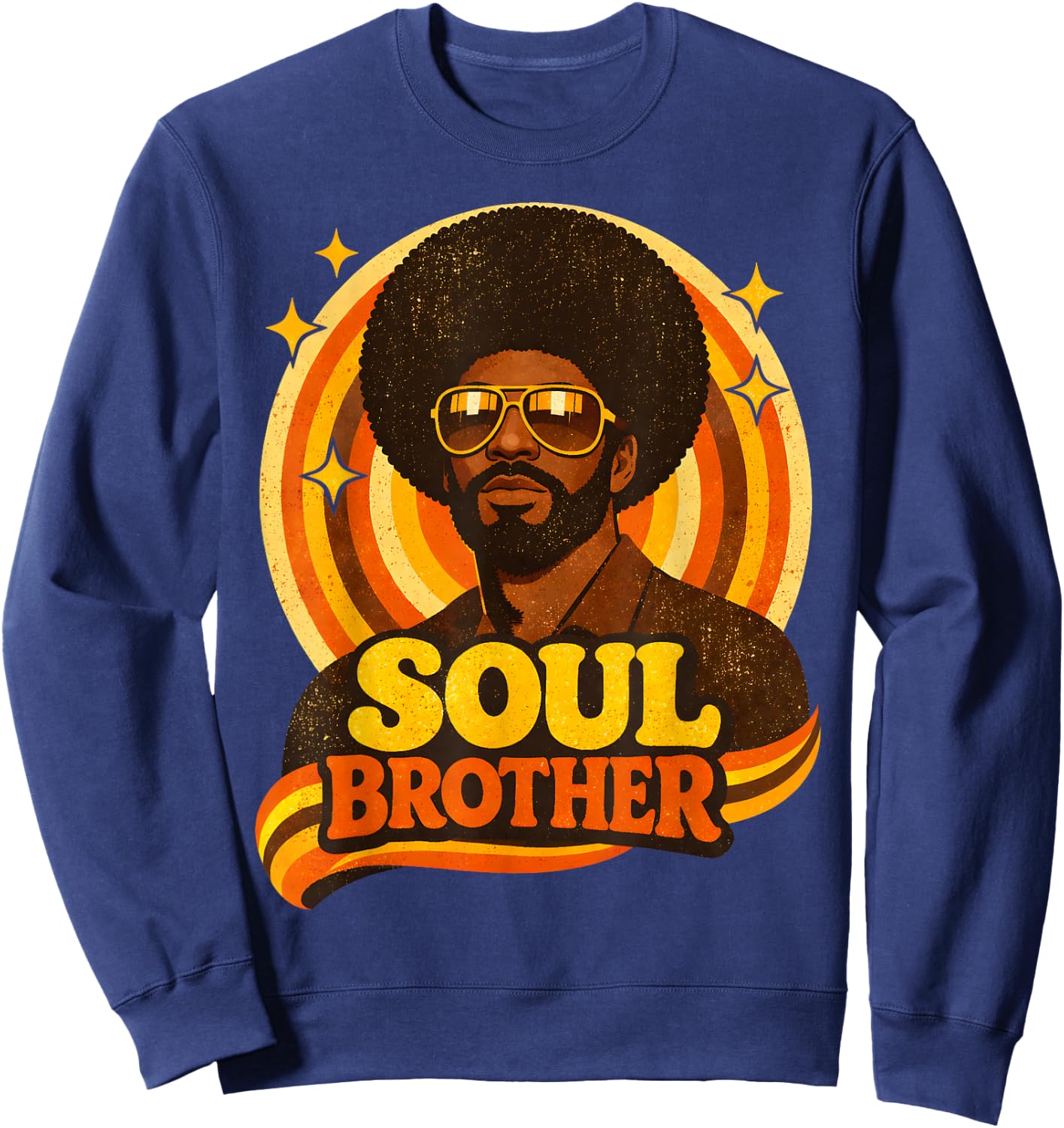70s Funk Afro Soul Retro Vintage Soul Brother Sweatshirt - Sweatshirt | Navy