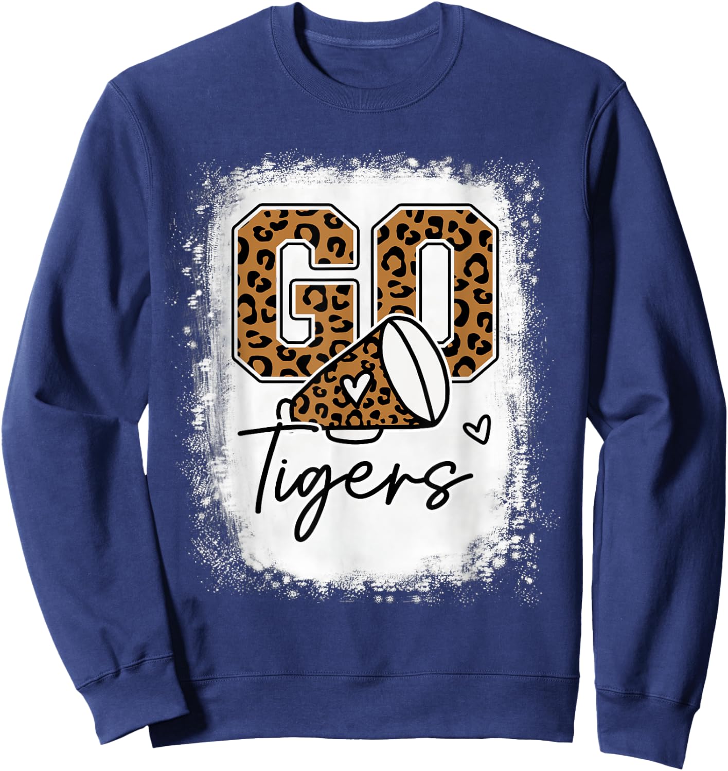 Go Cheer Tigers School Sports Fan Spirits Mascot Leopard Sweatshirt - Sweatshirt | Navy