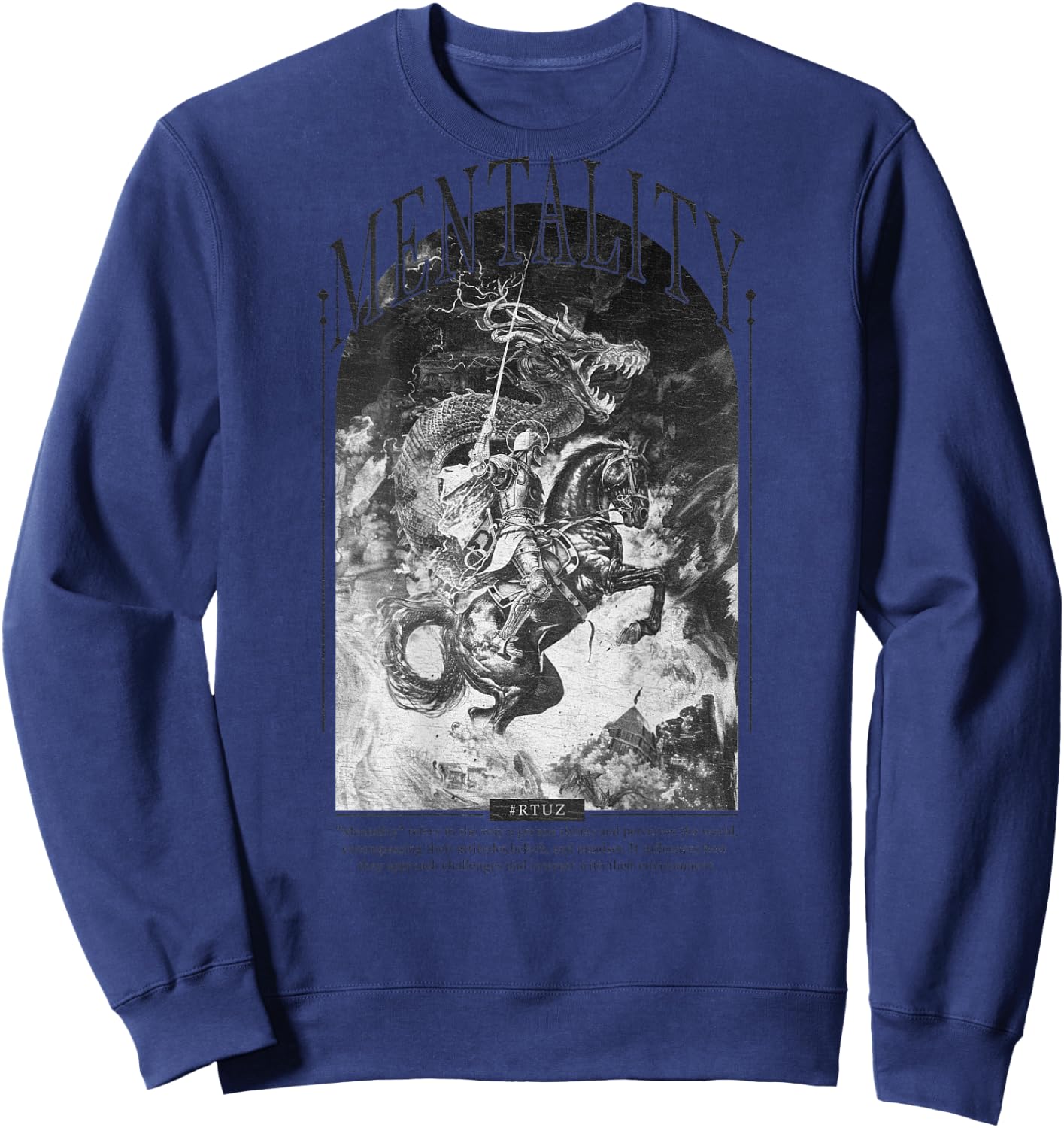 Hip Hop Vintage Hipster Edgy Urban Y2K Back Print Streetwear Sweatshirt - Sweatshirt | Navy