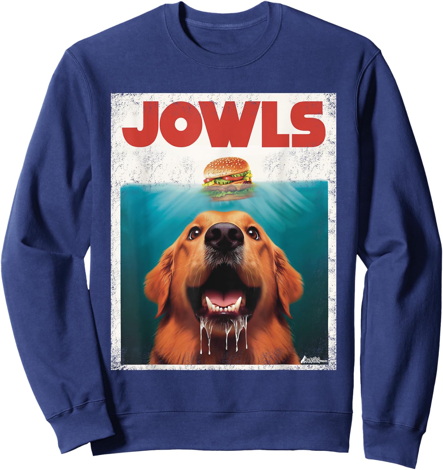 Funny Golden Retriever Rusty Goldie Jowls, Burger Dog Mom Sweatshirt - Sweatshirt | Navy