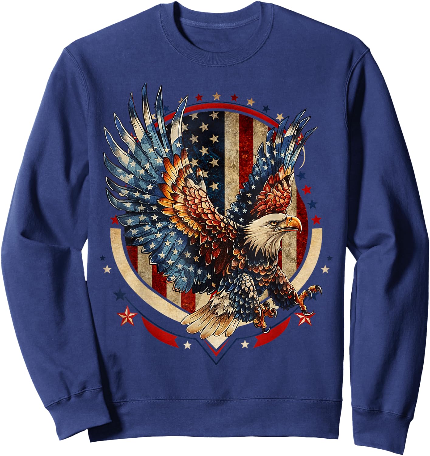 American Bald Eagle USA Flag Patriotic Eagle 4th of July Sweatshirt - Sweatshirt | Navy