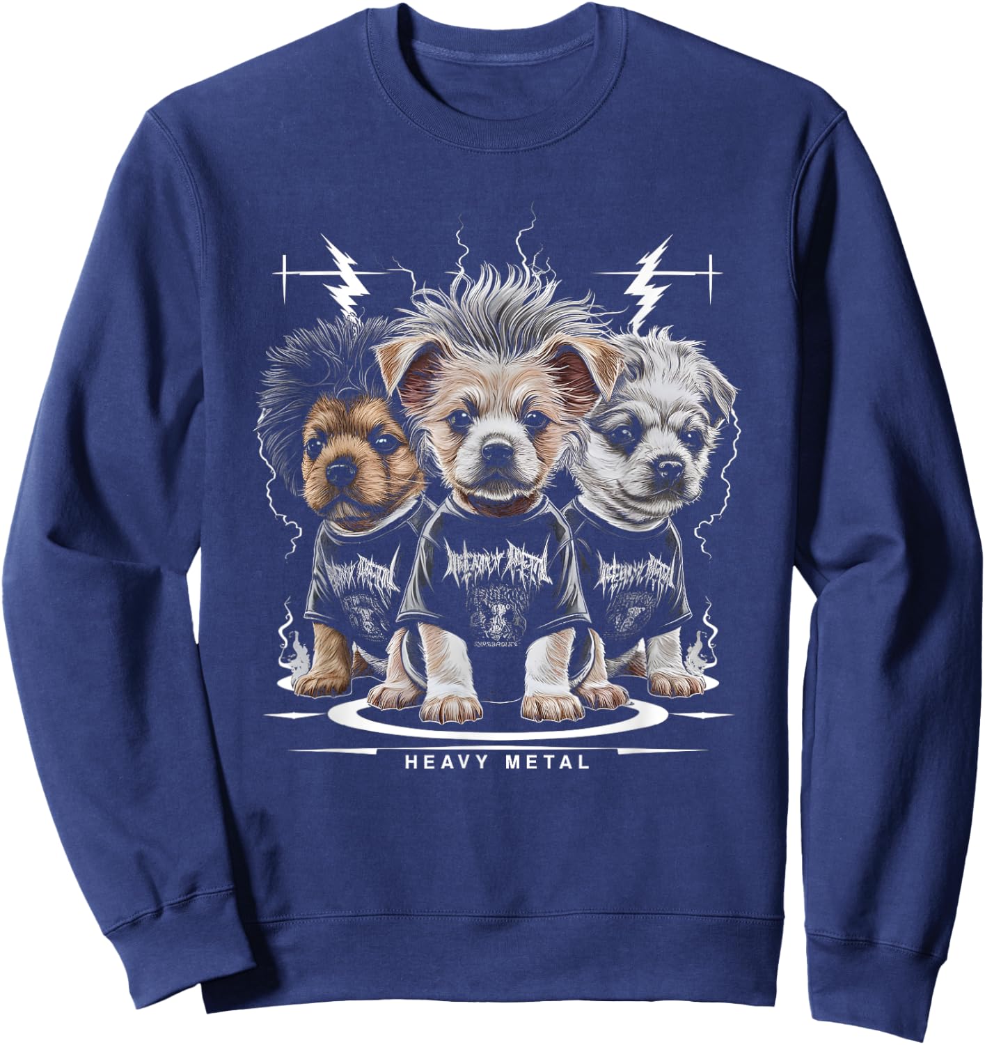 Puppy Heavy Metal Band - Funny Cute Puppy Dog Breed Lover Men Women Kids Sweatshirt - Sweatshirt | Navy