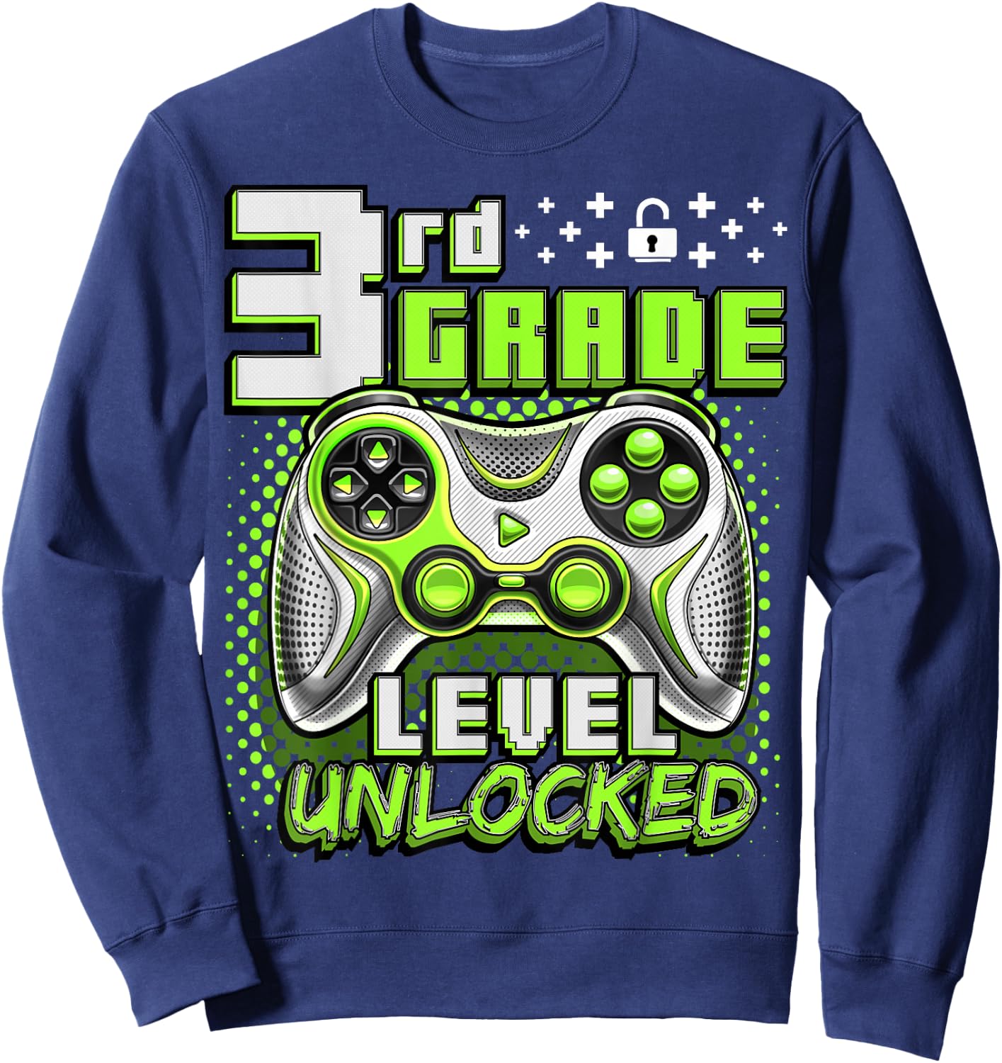 Back to School 3rd Grade Boys Gamer First Day School Level Sweatshirt - Sweatshirt | Navy