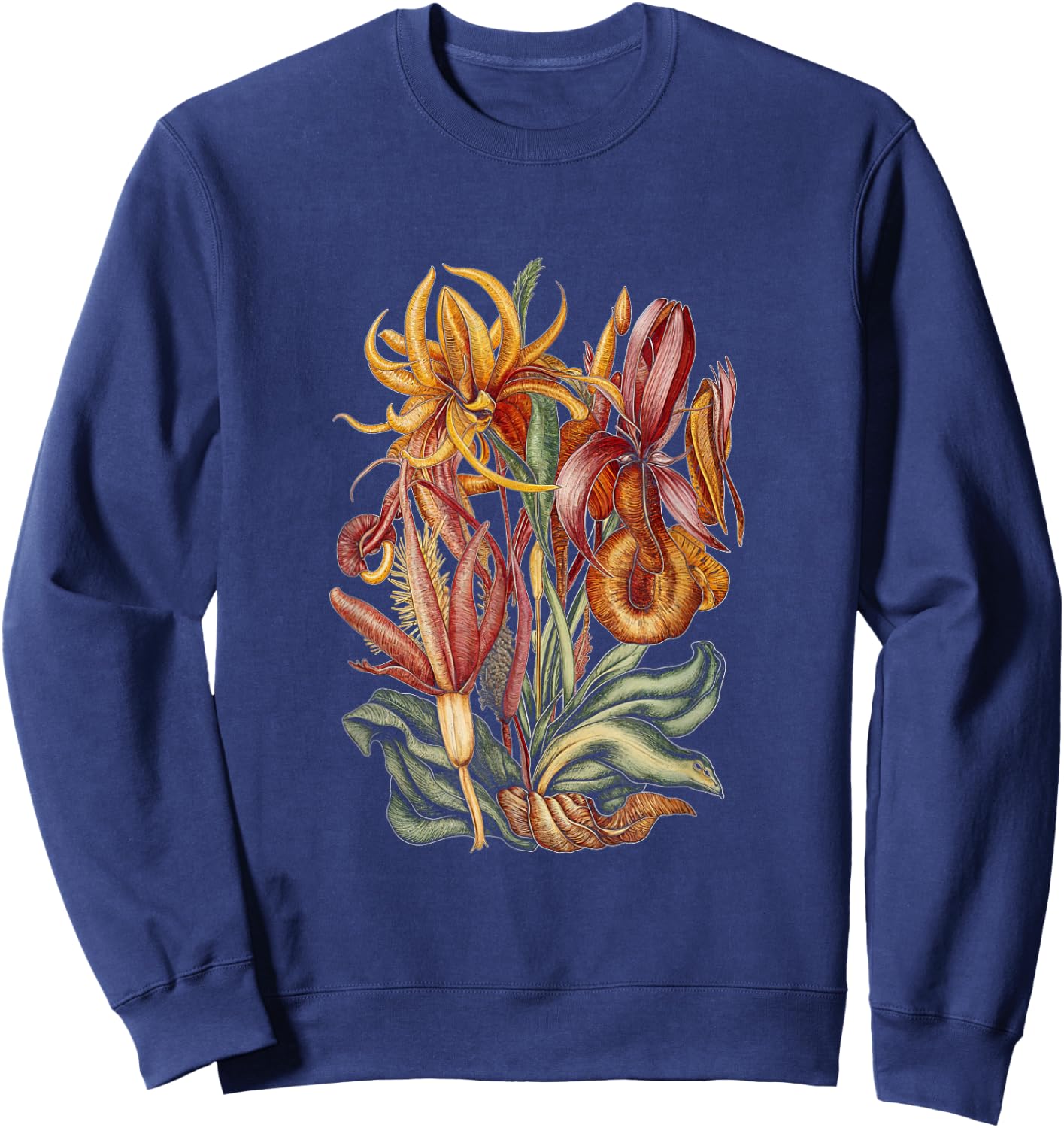 Carnivorous Plants Exotic Floral Nature Botany Sweatshirt - Sweatshirt | Navy