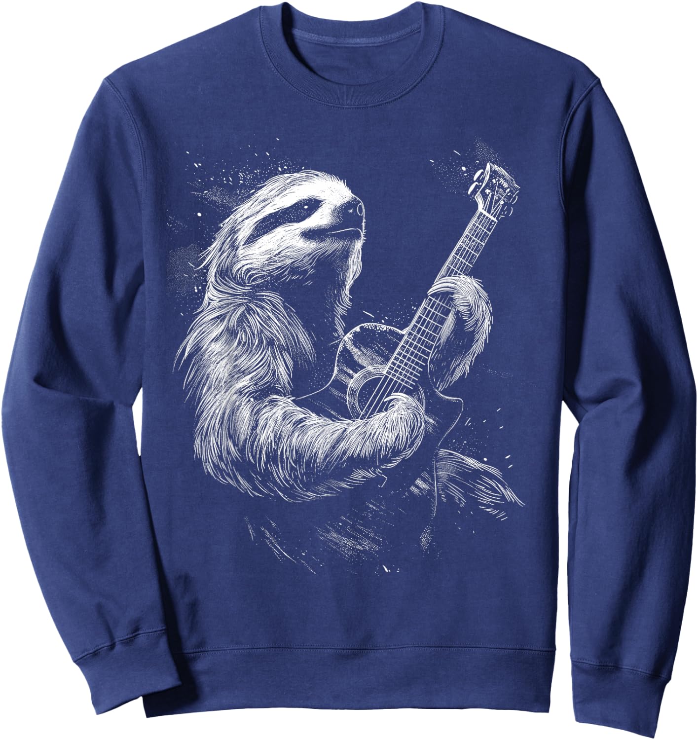 Heavy Metal Sloth | Rock Star Band | Guitarist Guitar Sweatshirt - Sweatshirt | Navy