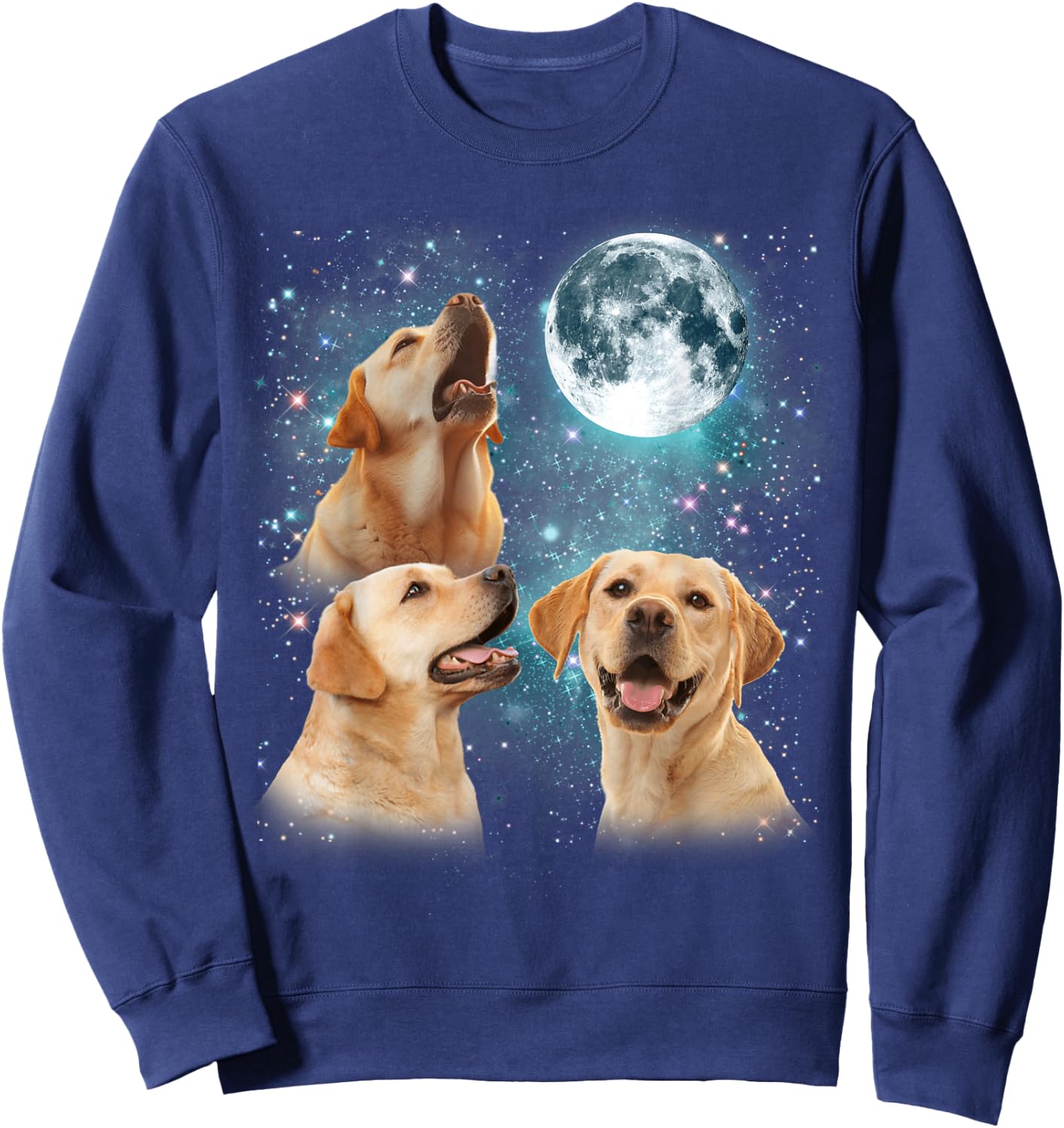 3 Labrador Moon Howling Lab Head Funny Gifts Women Sweatshirt - Sweatshirt | Navy