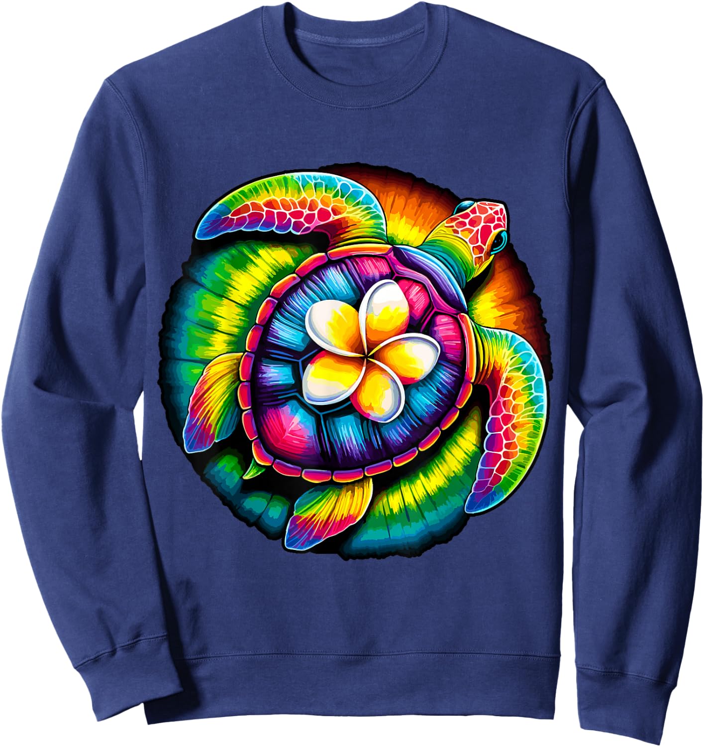 Tie-Dye Sea Turtle Hawaiian Summer Vacation Hippie Sweatshirt - Sweatshirt | Navy
