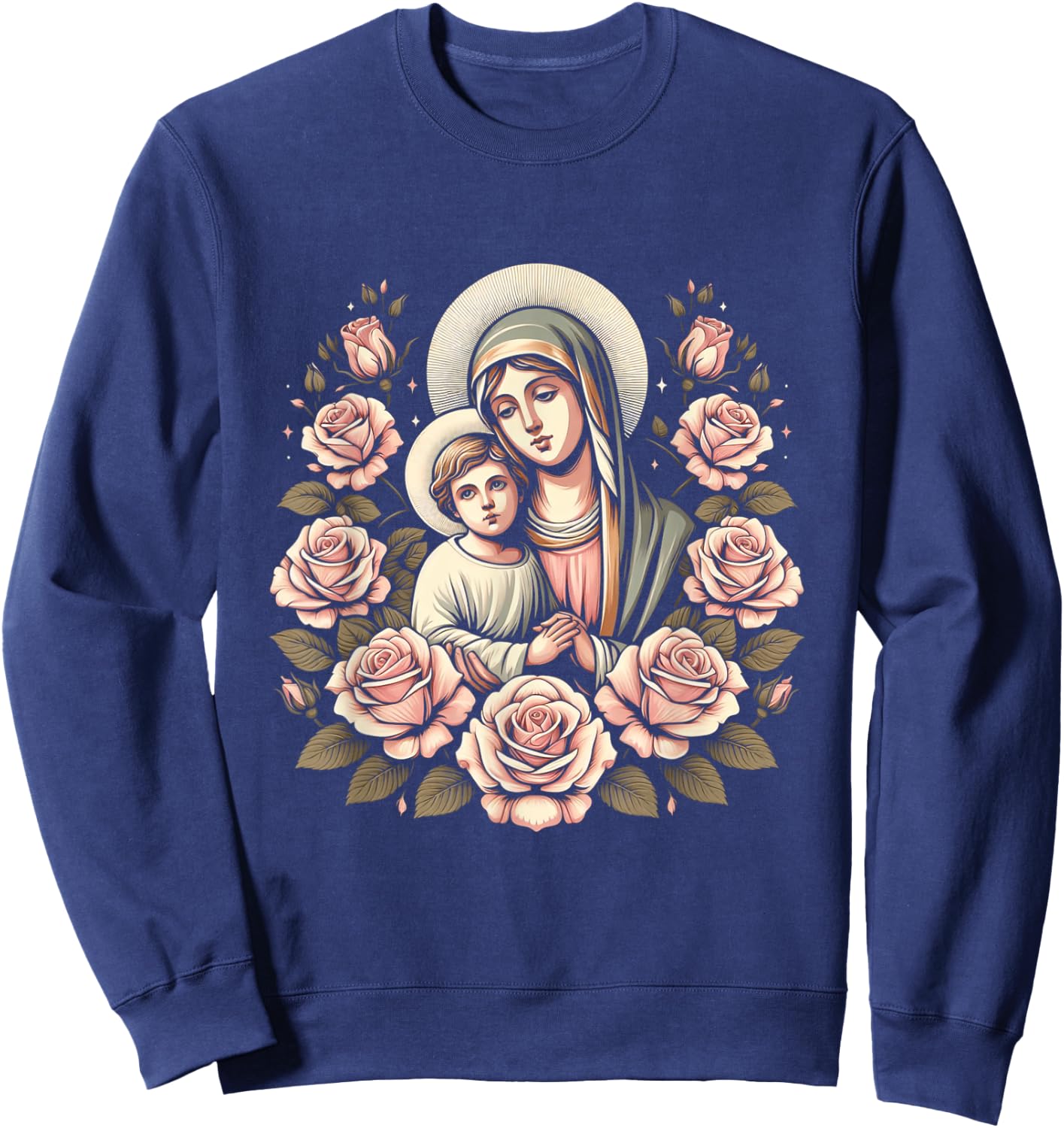 Our Lady of Good Blessed Mother Mary Christian Art Sweatshirt - Sweatshirt | Navy