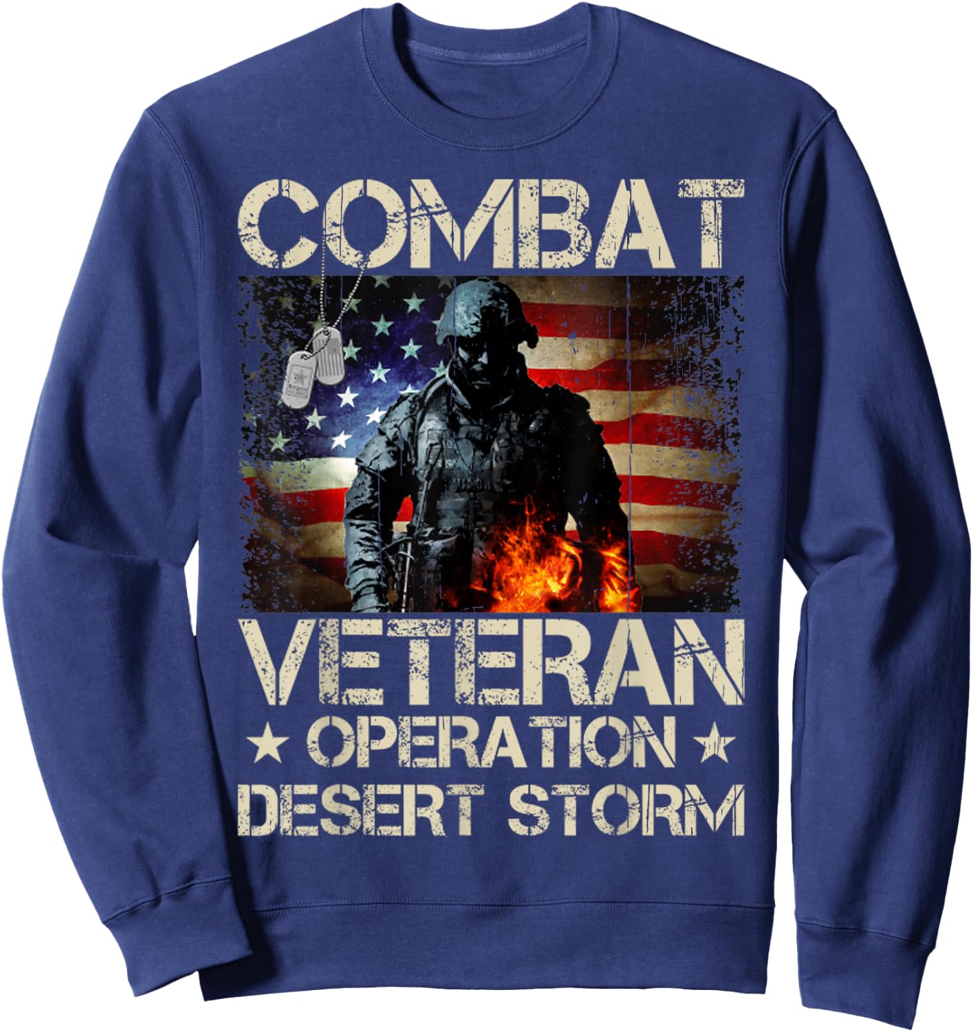 A Veteran USA Flag Combat Operation Desert Storm Sweatshirt - Sweatshirt | Navy