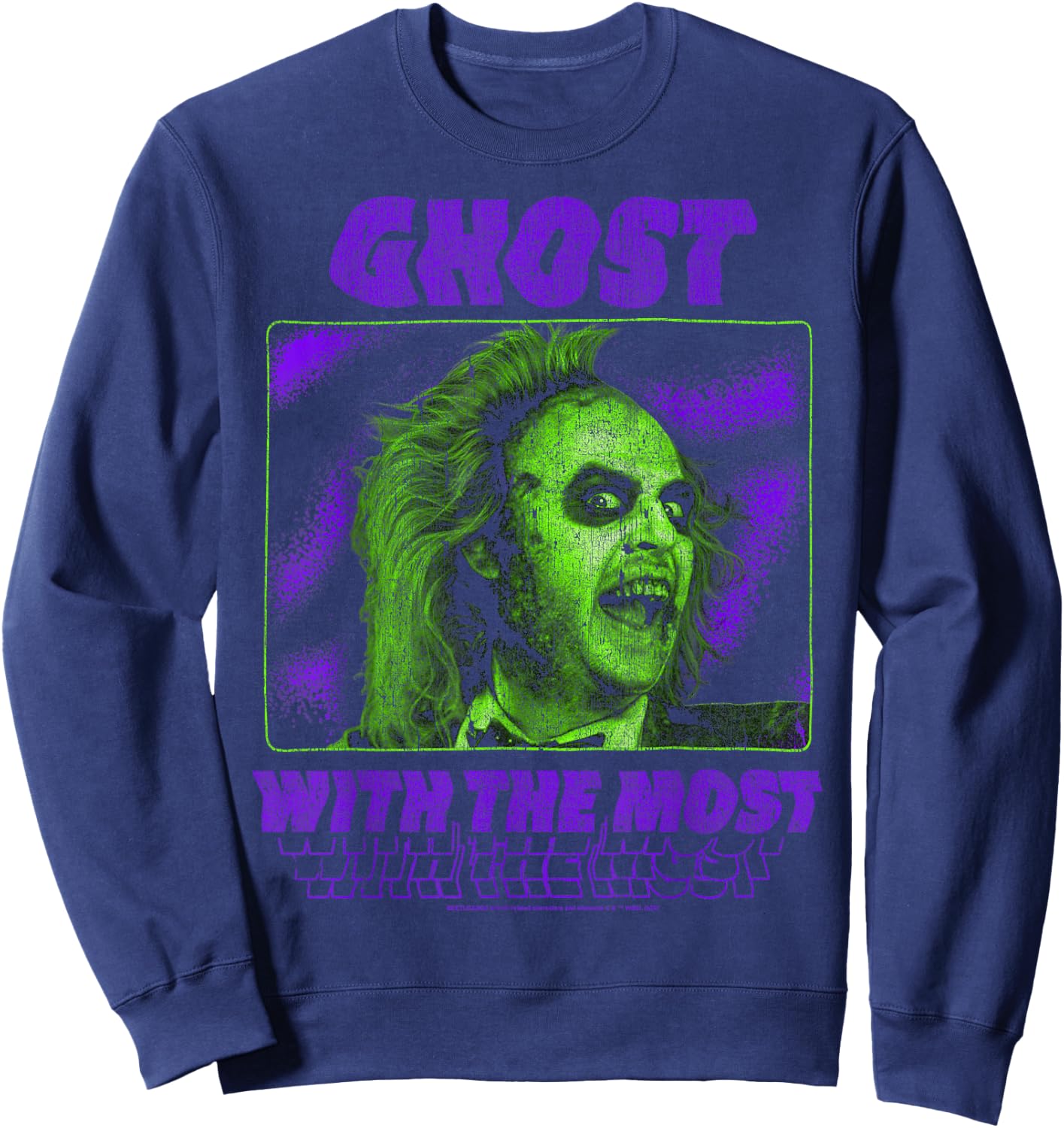 Beetlejuice Ghost With The Most Neon Poster Sweatshirt - Sweatshirt | Navy