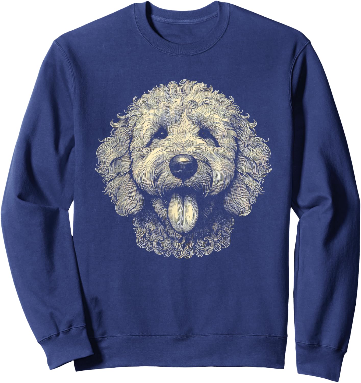 Goldendoodle Dog Face Art Design Sweatshirt - Sweatshirt | Navy