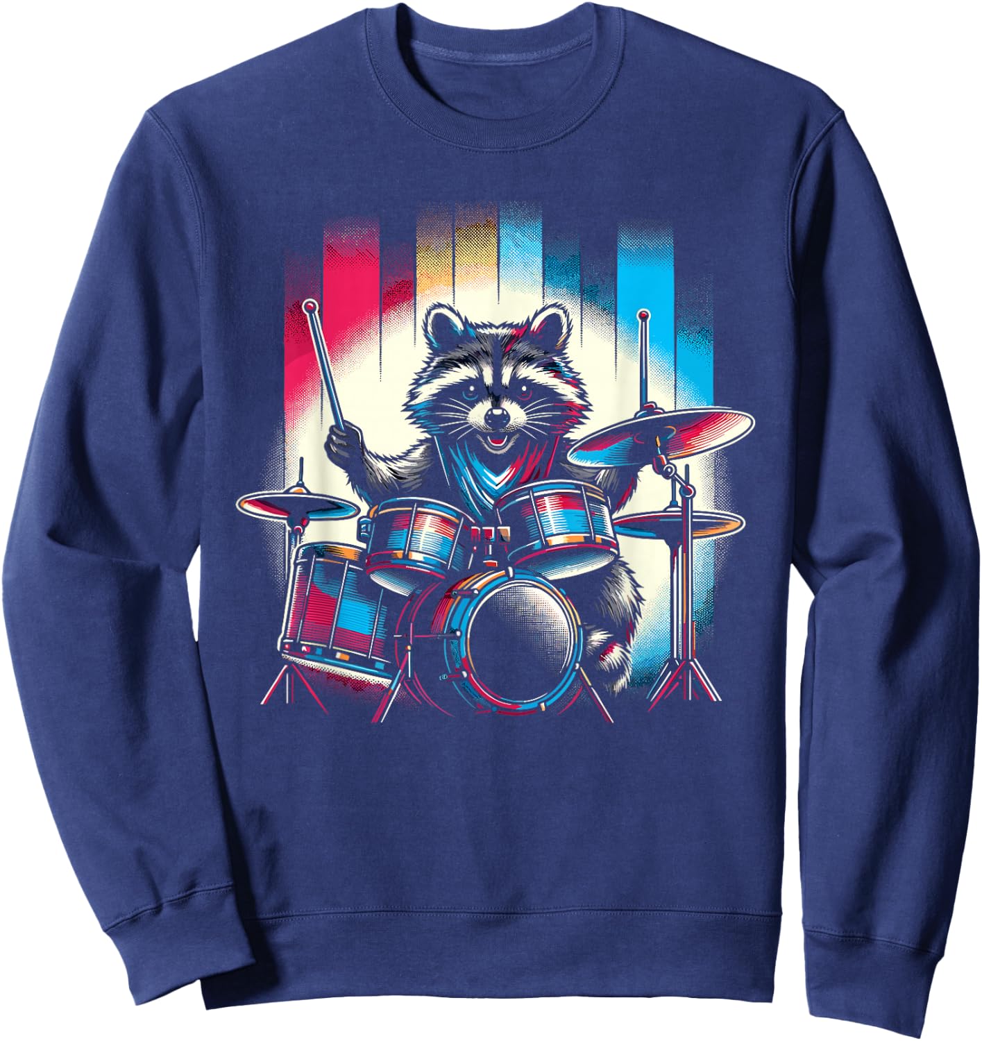 Raccoon Playing Drums Teacher Drummer Novelty Funny Drummer Men Women Girls Kids Sweatshirt - Sweatshirt | Navy