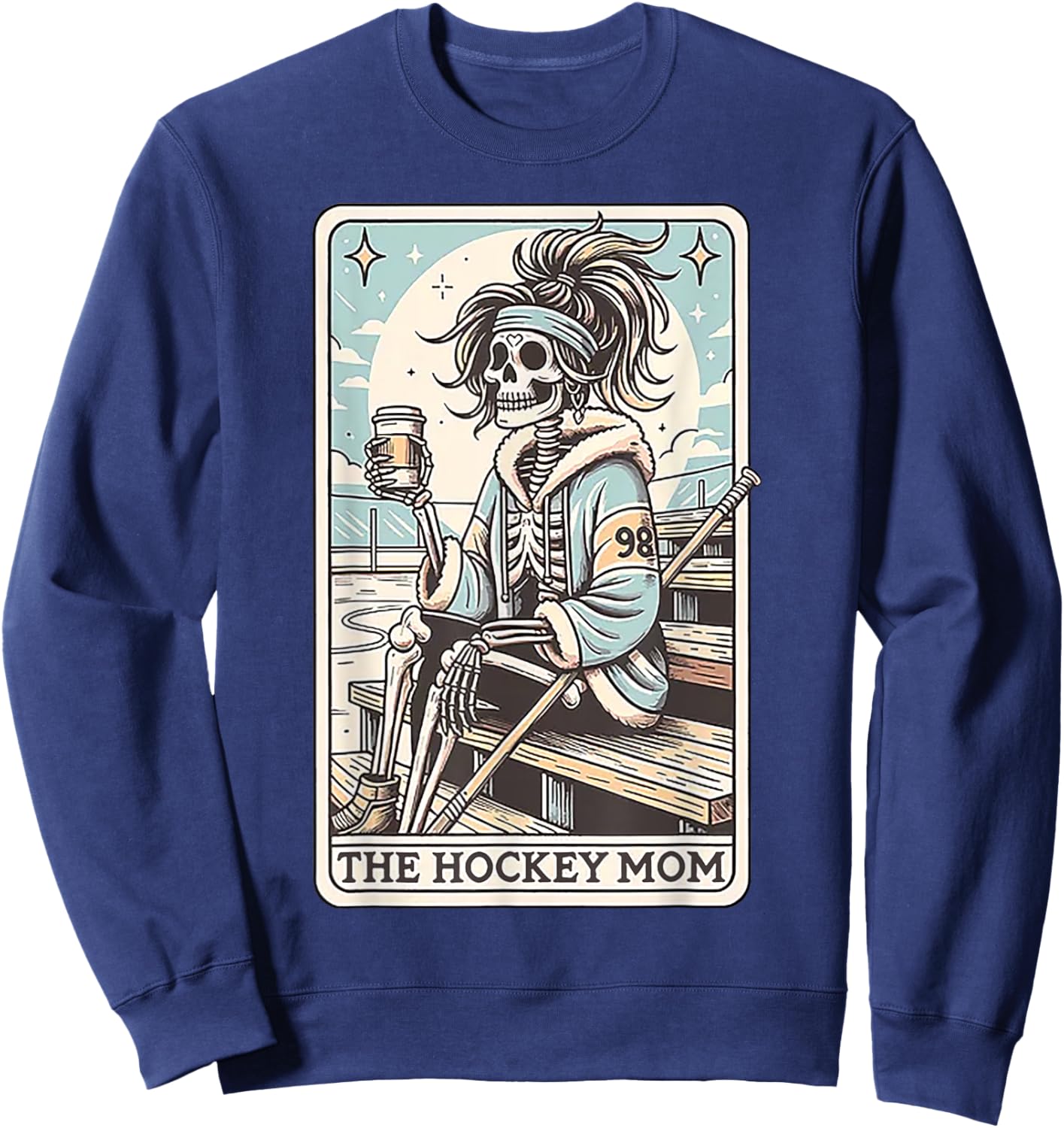 Hockey Mom Funny Skeleton Card Sweatshirt - Sweatshirt | Navy
