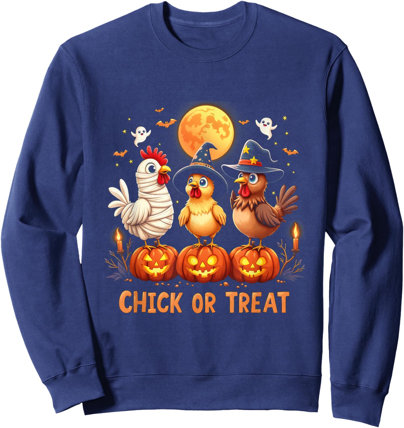 Halloween Chicken Chick Or Treat Funny Halloween Costume Sweatshirt - Sweatshirt | Navy
