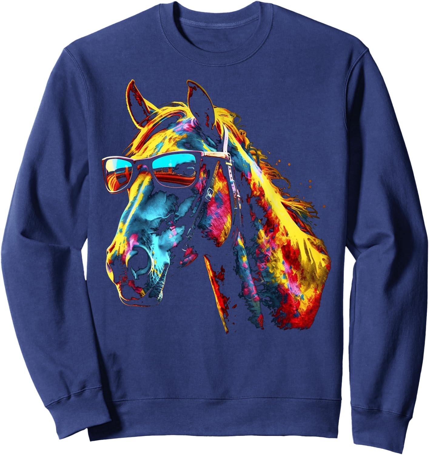 Horse Artwork Colourful Sunglasses - Animal Horse Sweatshirt - Sweatshirt | Navy