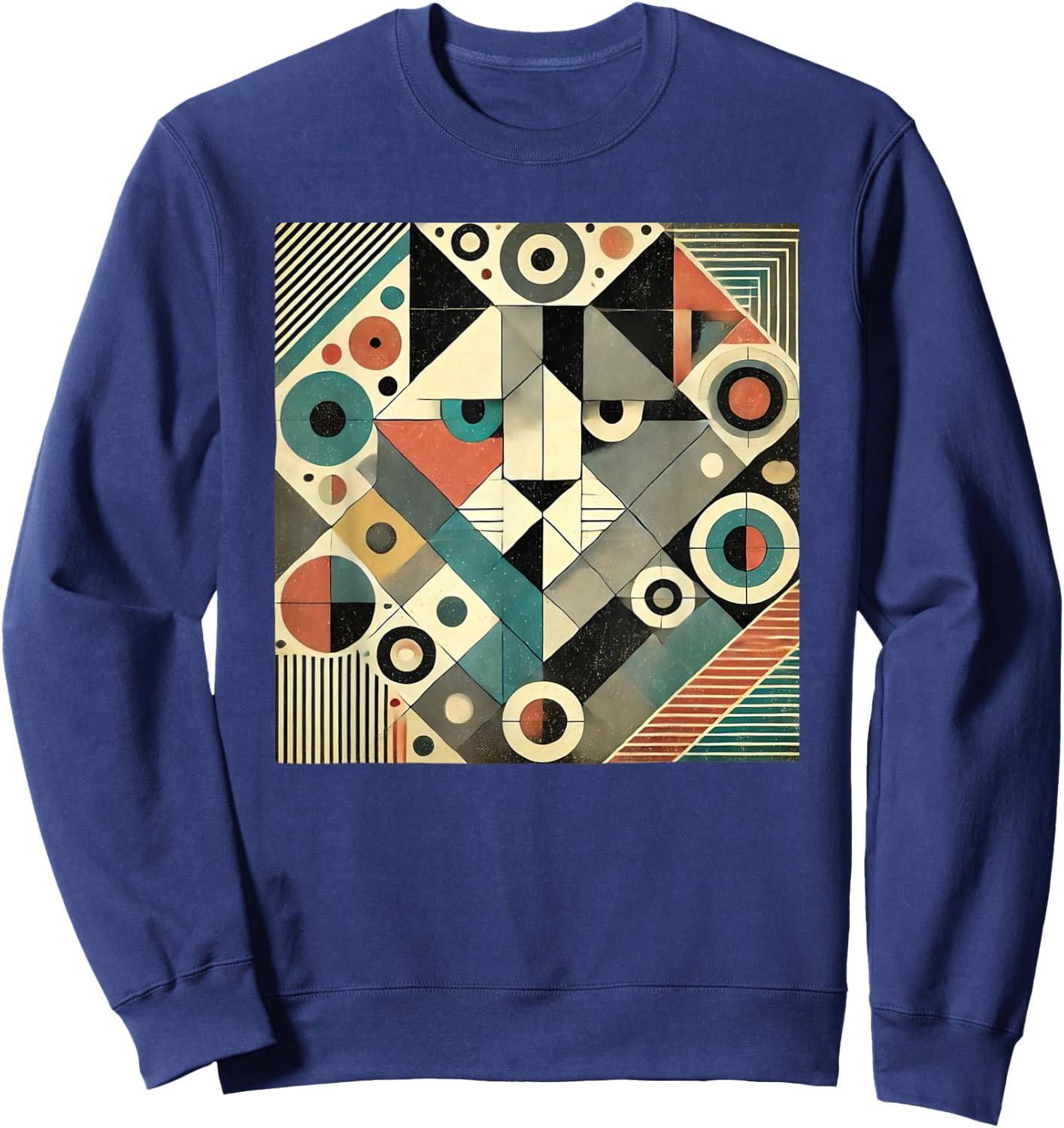 Cute Geometric cat, Cat Lover, Cat Mom, Cat Dad Sweatshirt - Sweatshirt | Navy
