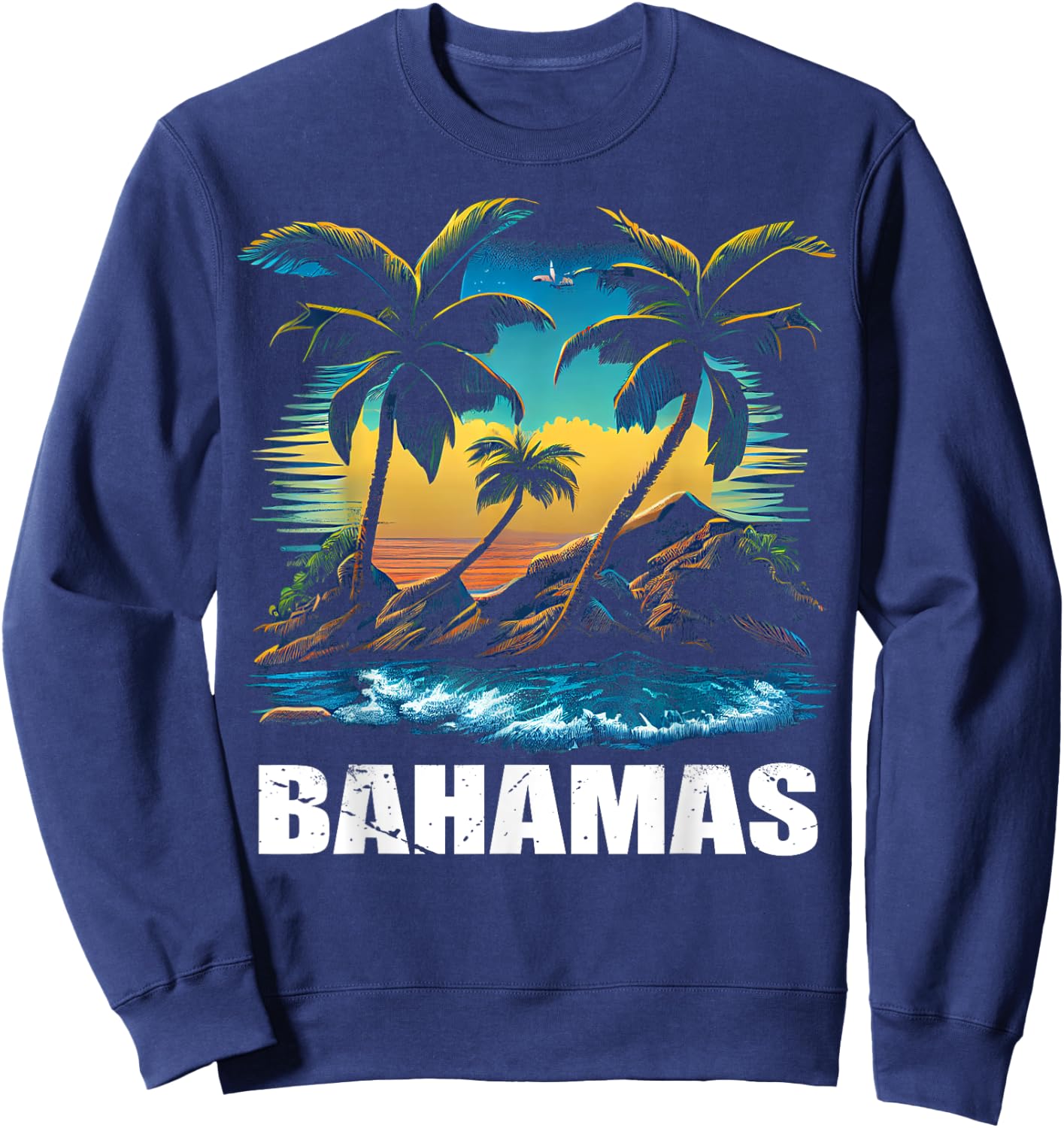 Retro Bahamas Sunset Vintage Vacation Souvenir Sweatshirt - Sweatshirt | Navy