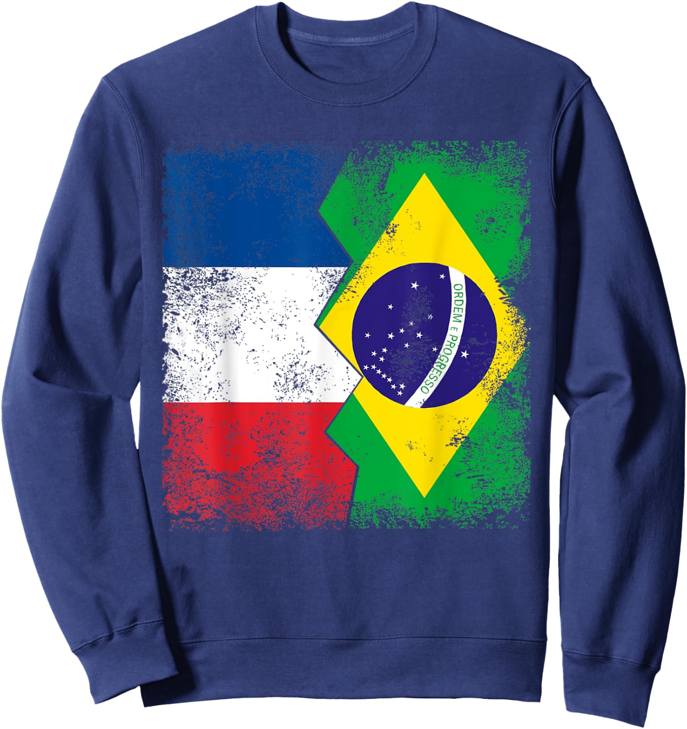 France Brazil Flags | Half Brazilian French Roots Brasil Sweatshirt - Sweatshirt | Navy