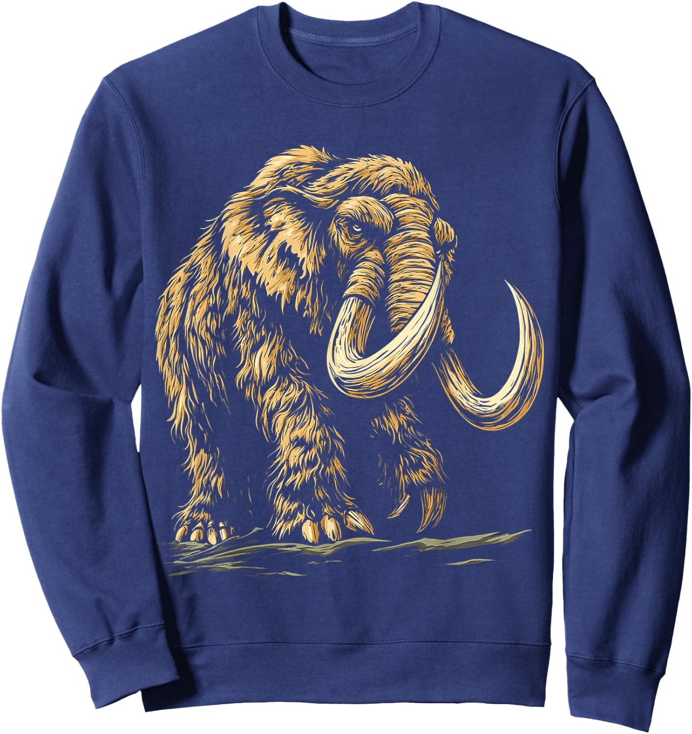 Mammoth Mythical Motif Fantasy Artwork Mammoth Sweatshirt - Sweatshirt | Navy