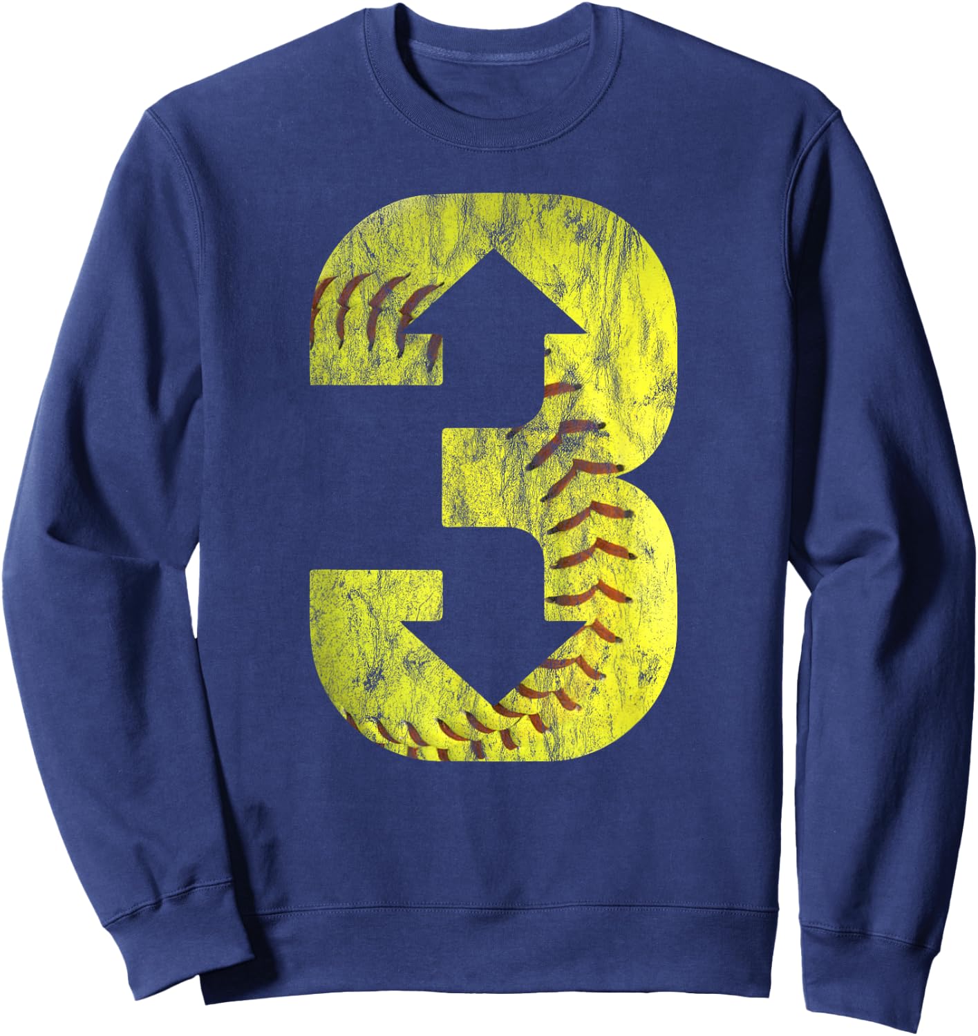 3 Up 3 Down | Three Up Three Down Softball Distressed Sweatshirt - Sweatshirt | Navy
