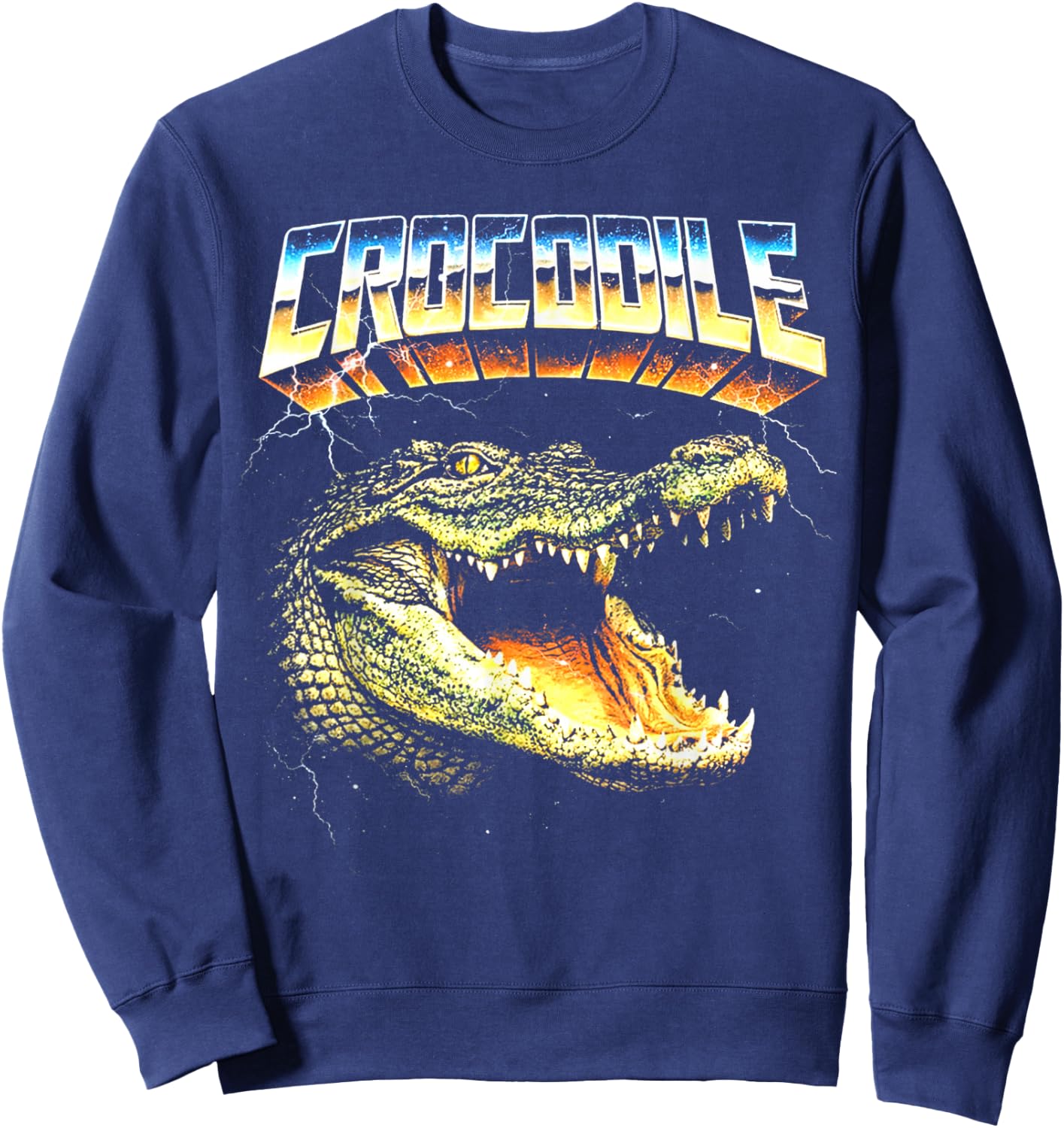 Crocodile Heavy Metal 80s Animal Rock Music Concert Sweatshirt - Sweatshirt | Navy