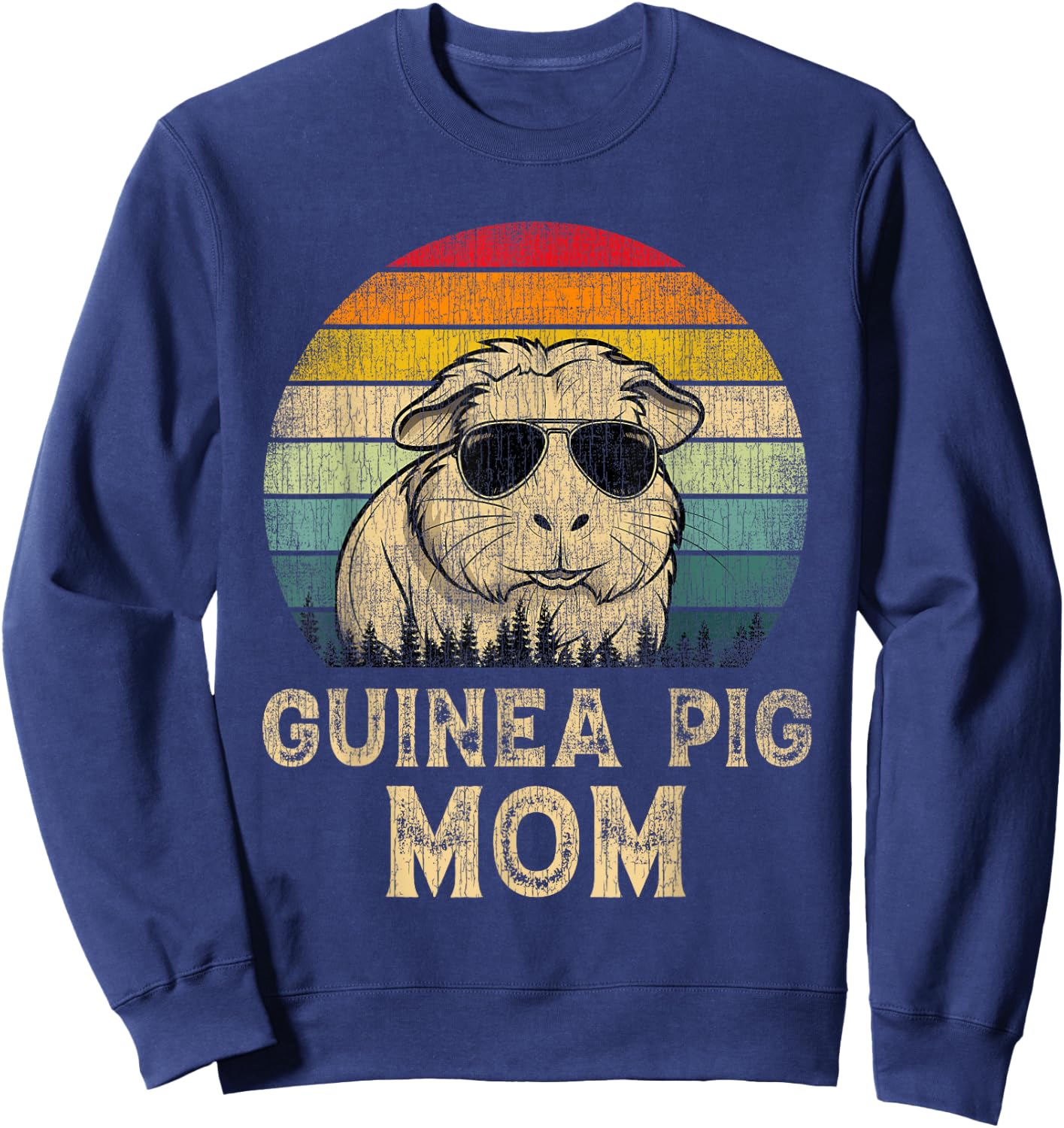 Vintage Guinea Pig Mom Guinea Pig Lovers Mommy Mother's Day Sweatshirt - Sweatshirt | Navy
