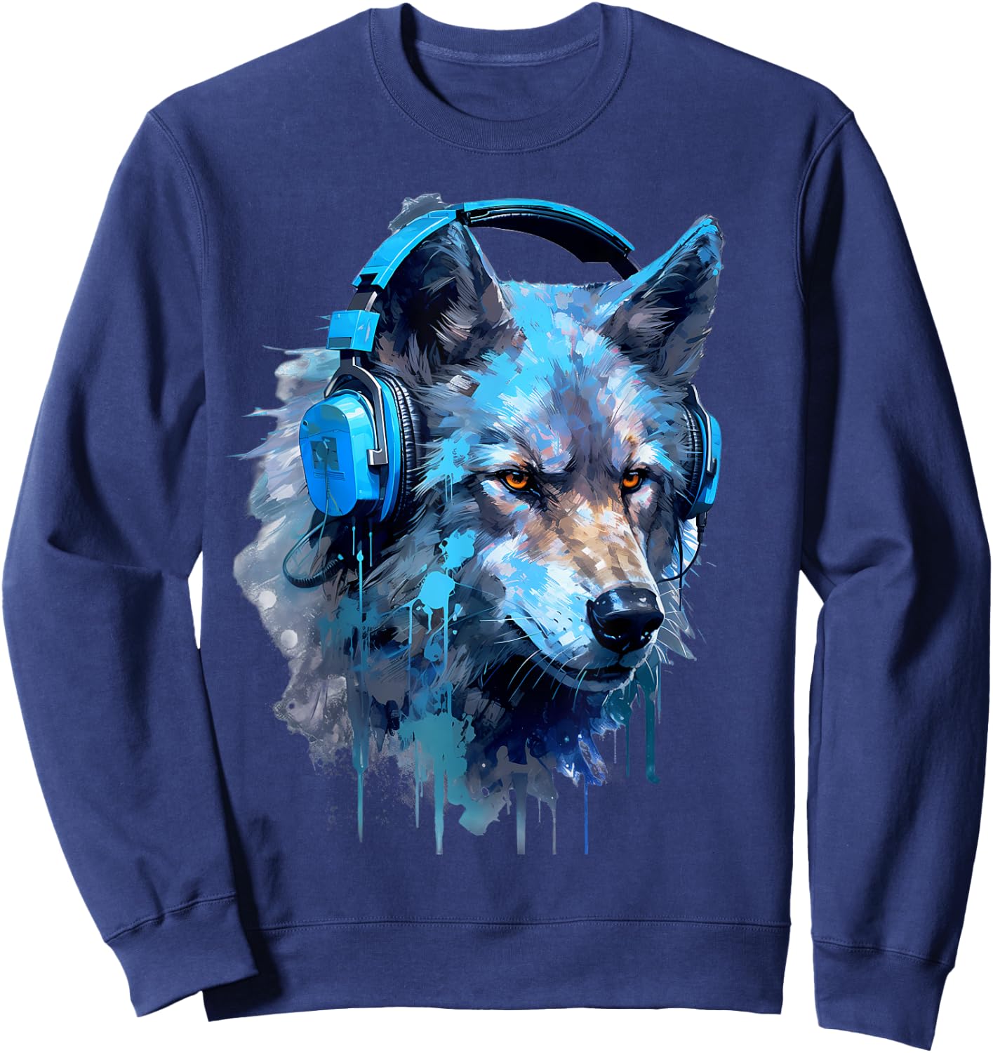 Rave EDM Wolf Headphone Sweatshirt - Sweatshirt | Navy