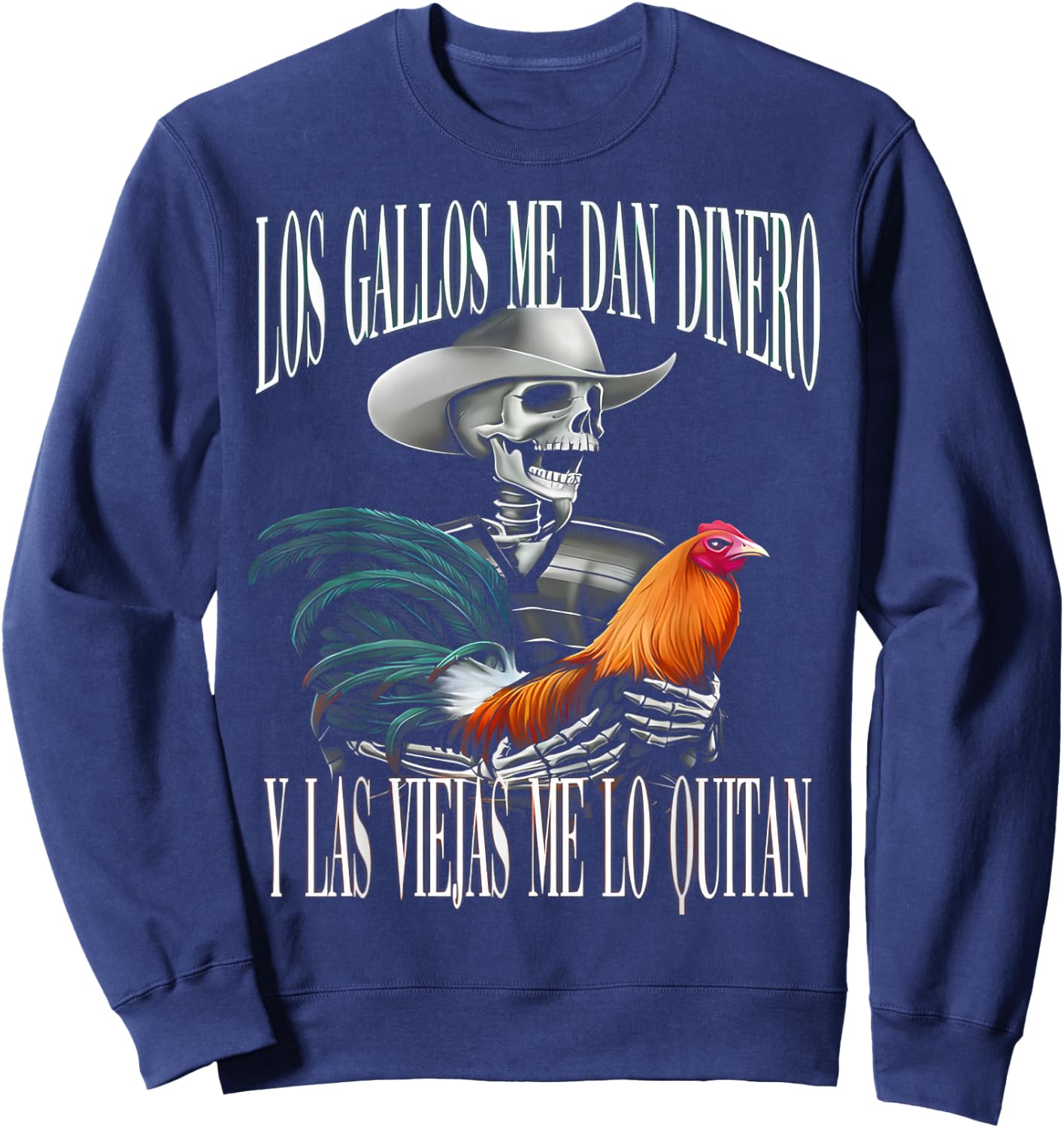 Calacas Chidas Gym Con Frases Sarcasticas Funny Saying Sweatshirt - Sweatshirt | Navy
