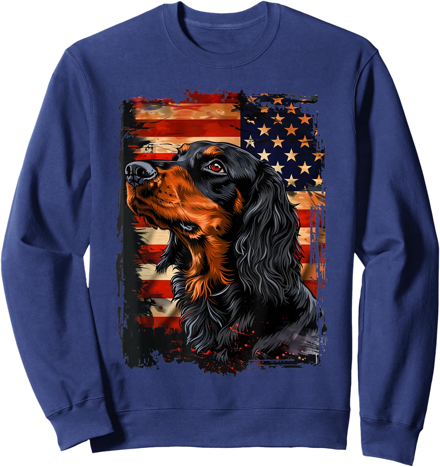 Gordon Setter American Flag Kids Men Sweatshirt - Sweatshirt | Navy