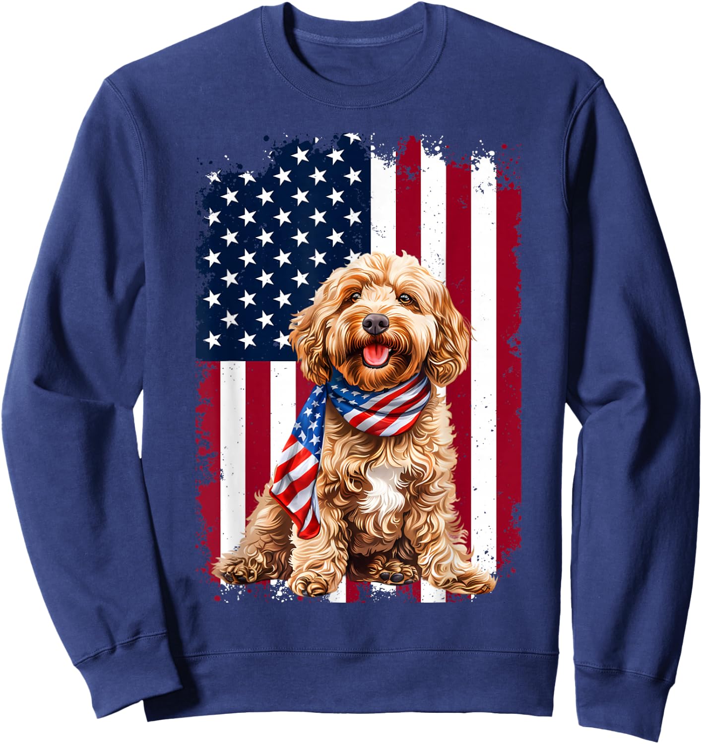 Cockapoo Dog American Flag 4th Of July Cockapoo Dog Gifts Sweatshirt - Sweatshirt | Navy