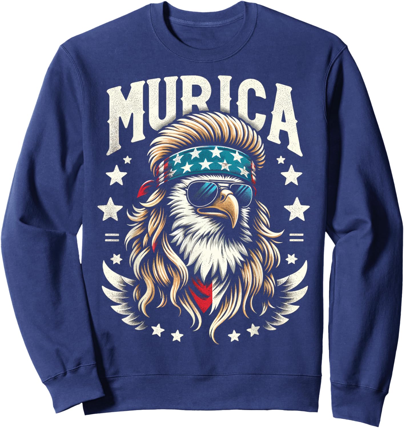 4th of July Patriotic Funny Eagle July 4th USA Murica Women Kids Men Sweatshirt - Sweatshirt | Navy