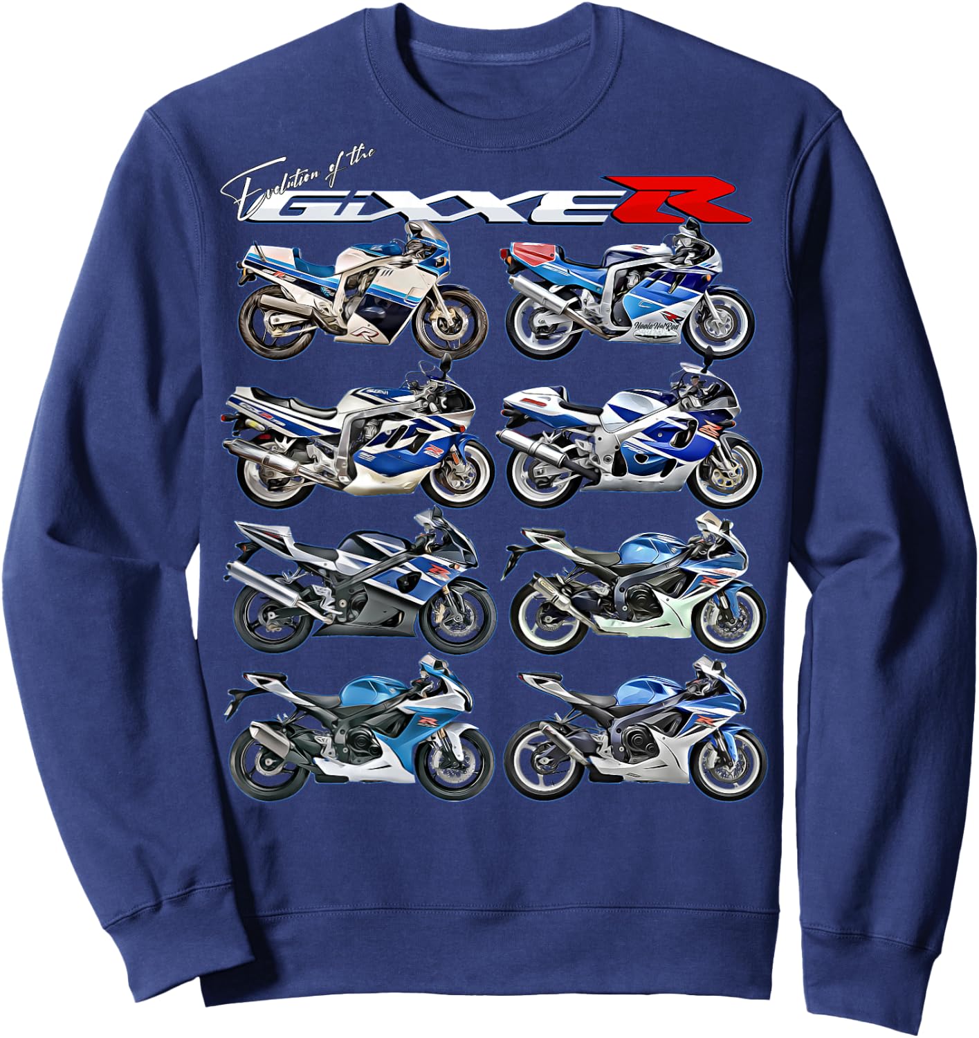 Gixxer,Evolution,GSXR,Road Racing,Motorcycle,Motorbike,Bike Sweatshirt - Sweatshirt | Navy