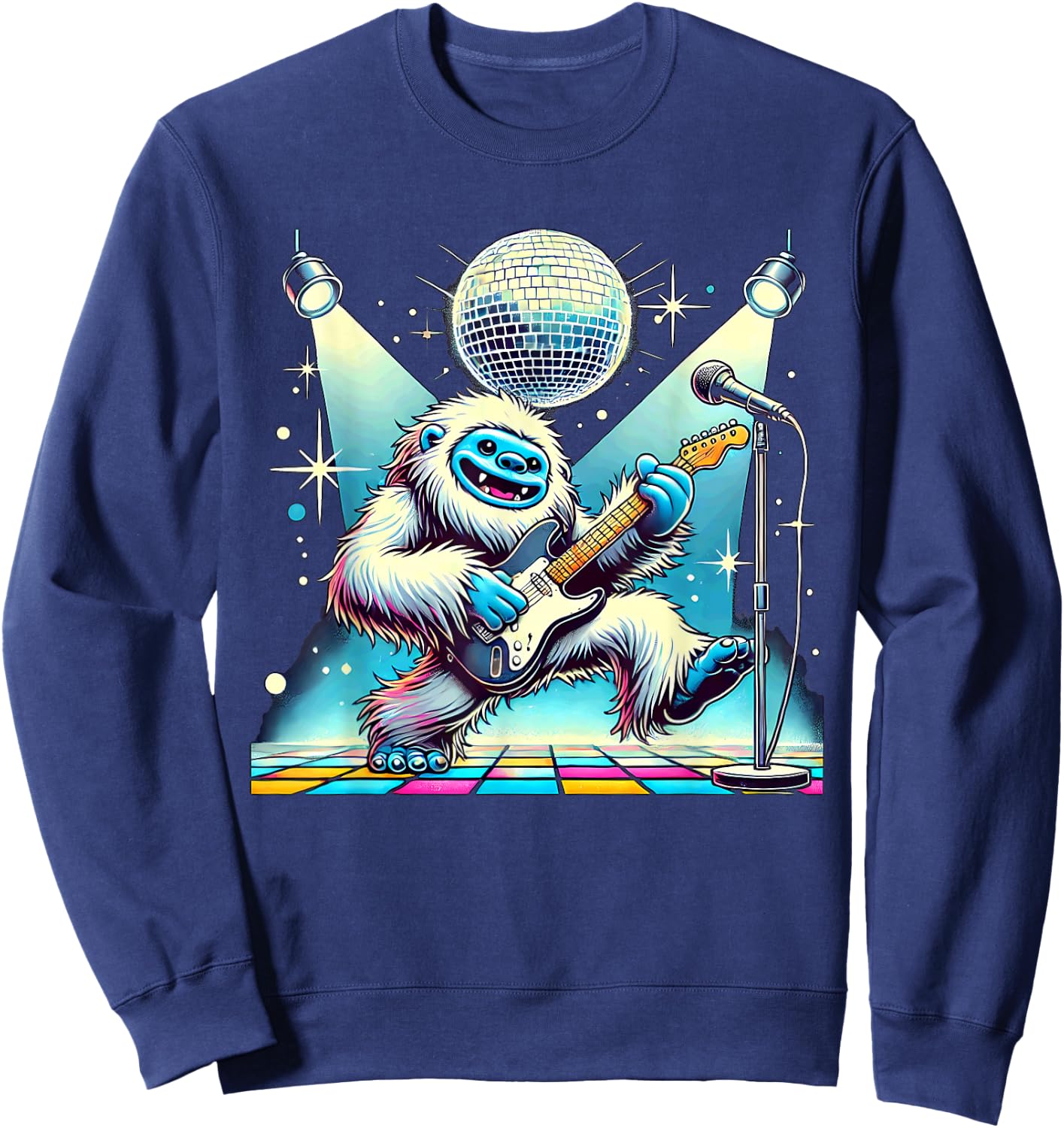 Aesthetic Yeti Dancing Disco Sweatshirt - Sweatshirt | Navy