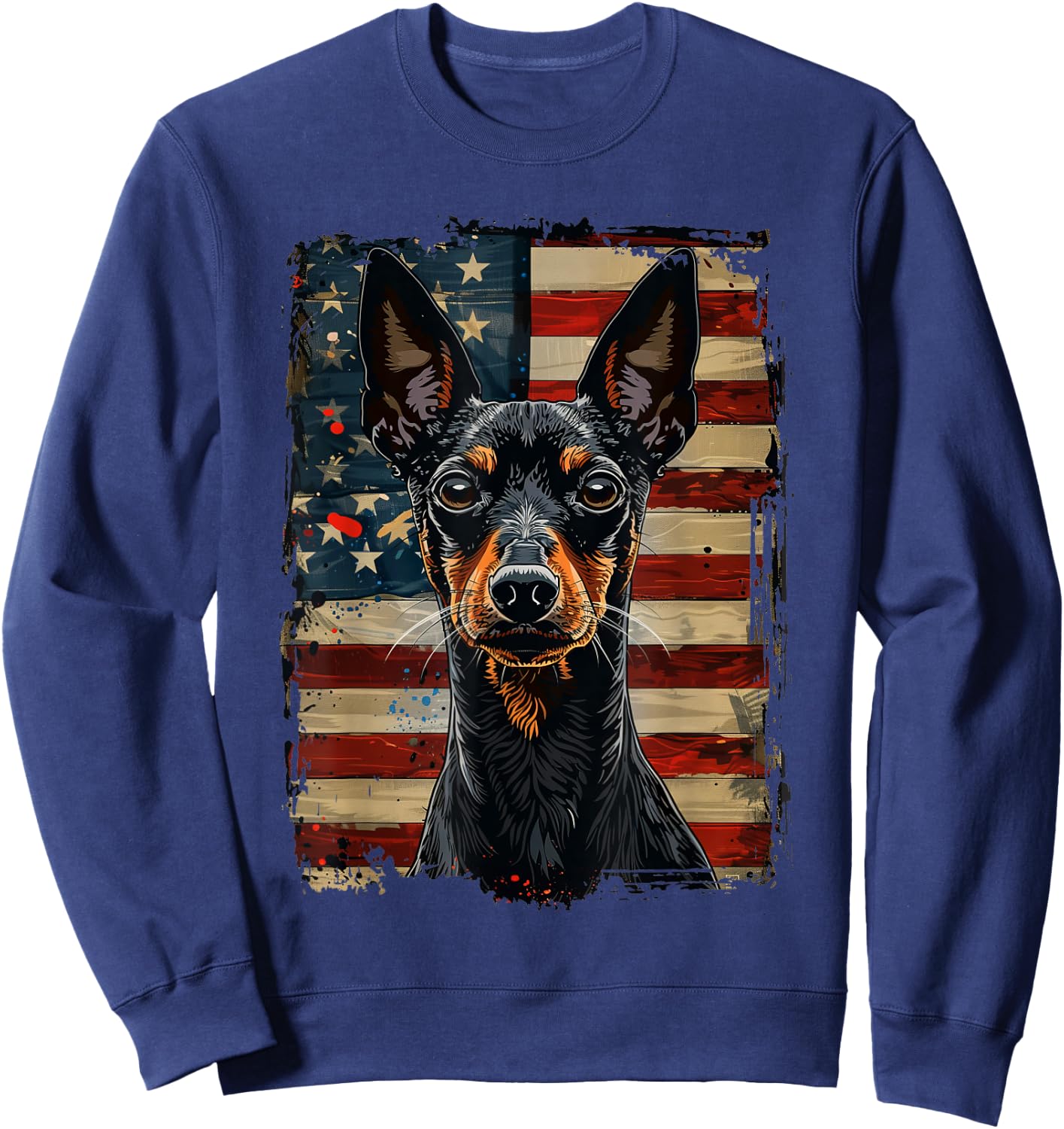 Manchester Terrier American Flag Sweatshirt - Sweatshirt | Navy