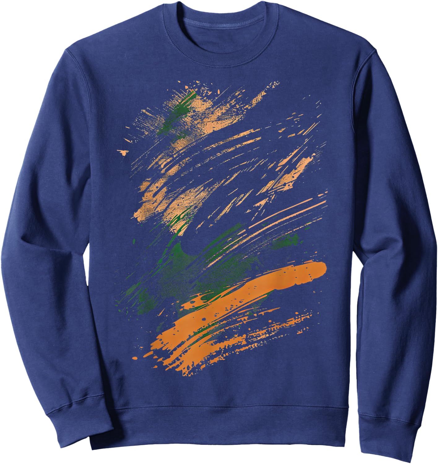 Black Green Orange Brush Strokes Graphic Sweatshirt - Sweatshirt | Navy