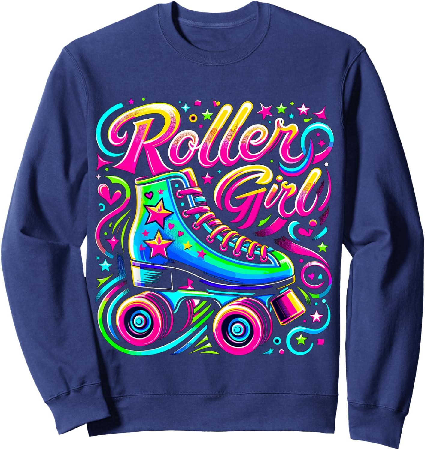 Roller Girl Roller Skates 90s 80s Sweatshirt - Sweatshirt | Navy