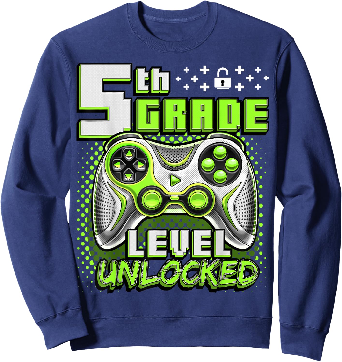 Back to School 5th Grade Boys Gamer First Day School Level Sweatshirt - Sweatshirt | Navy