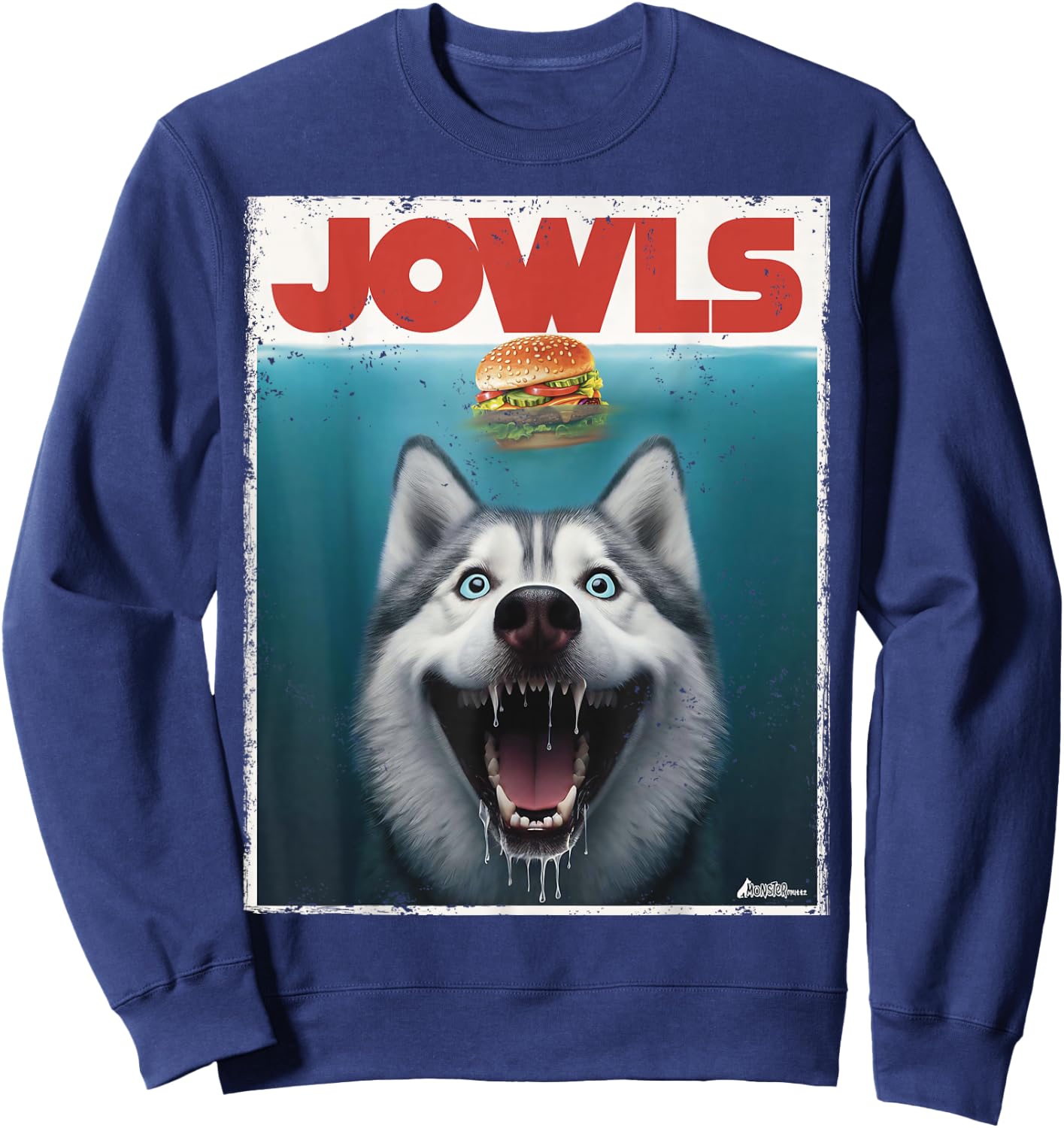 Funny Siberian Husky Jowls, Sled Dog Mom Top Alaskan Dog Dad Sweatshirt - Sweatshirt | Navy