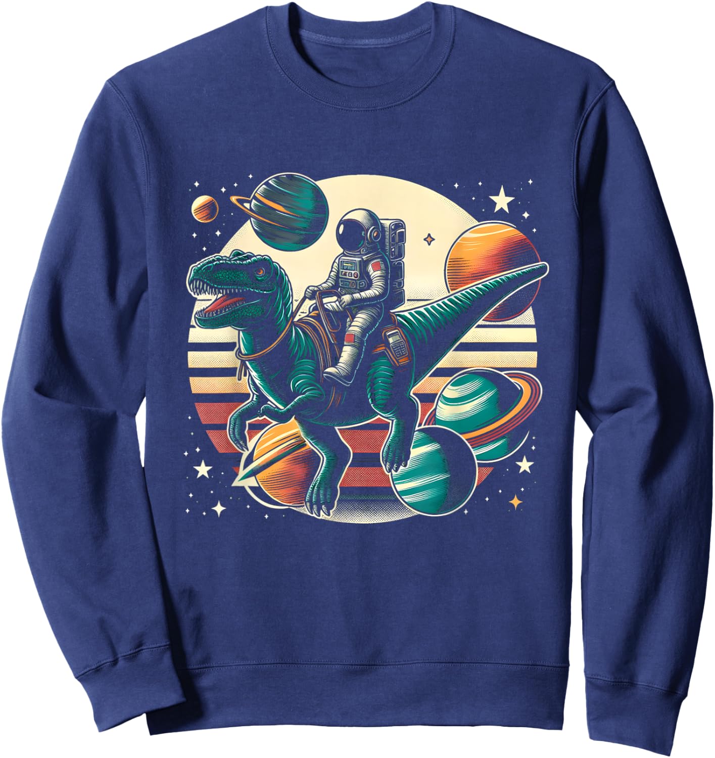 Astronaut T Rex Space Dinosaur Women Men Kids Birthday Funny Sweatshirt - Sweatshirt | Navy