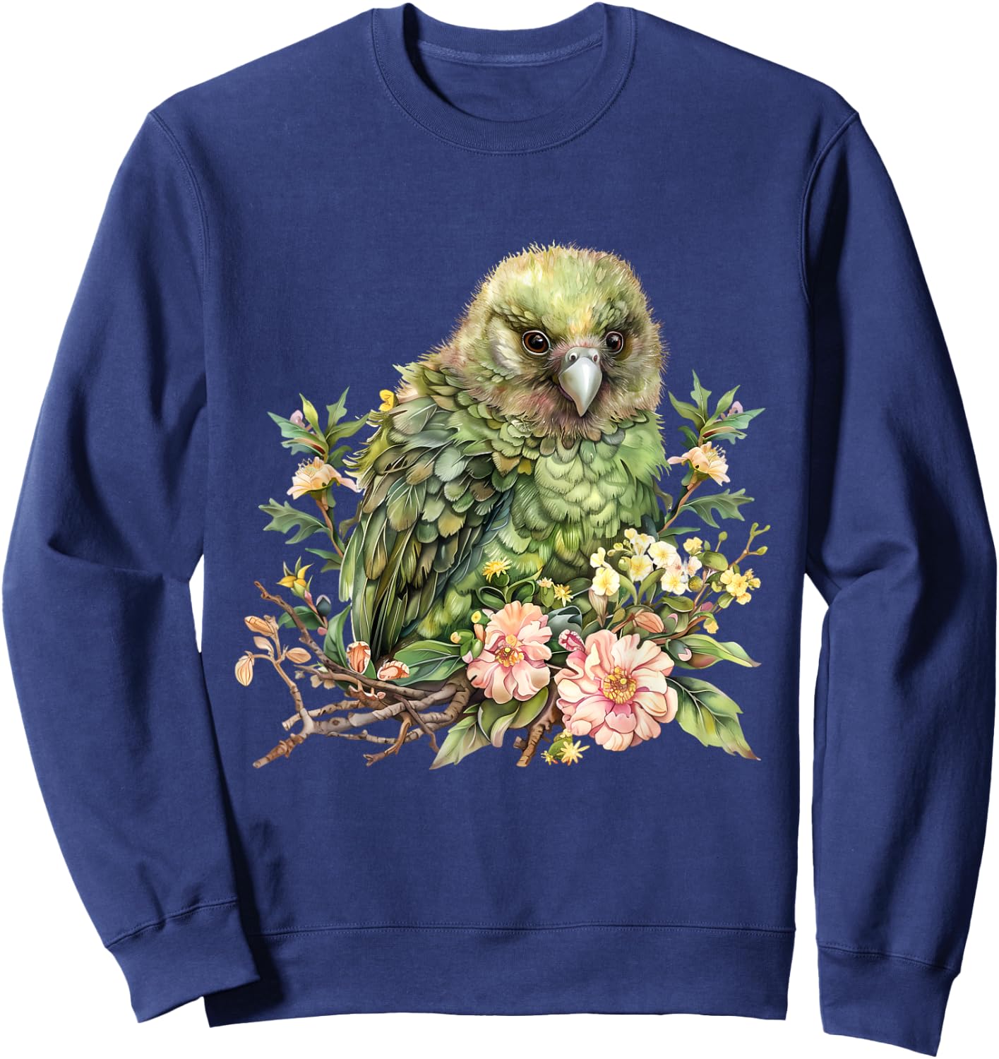 Kakapo Bird Wildlife Floral Drawing Jungle Kakapo Bird Lover Sweatshirt - Sweatshirt | Navy