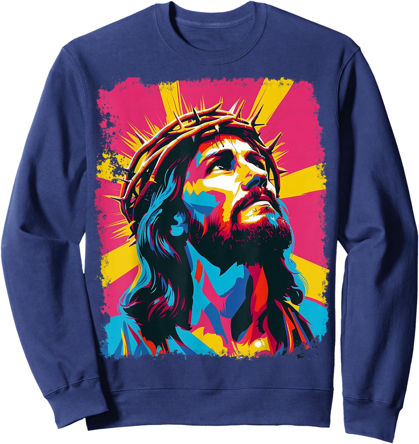 Jesus Christ Pop Art Designer Sweatshirt - Sweatshirt | Navy
