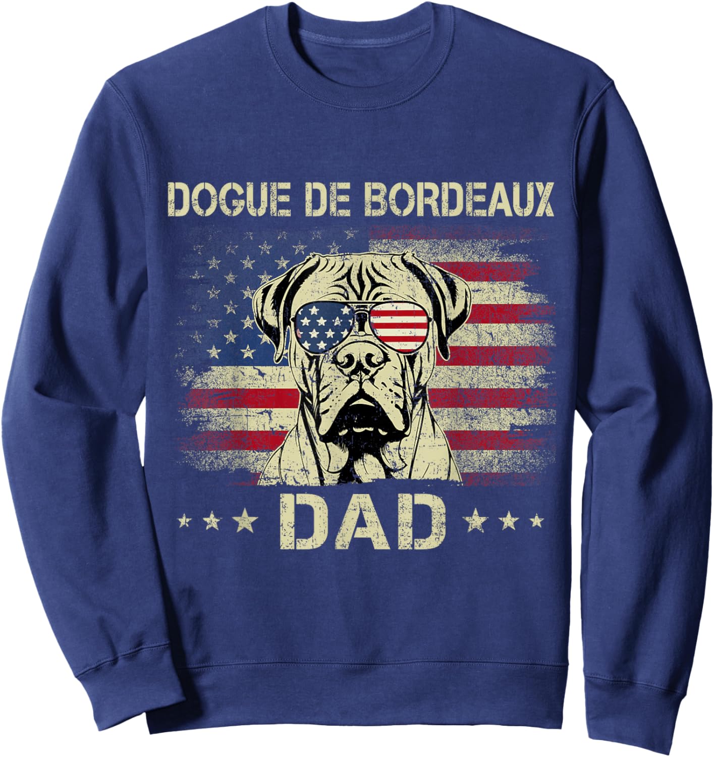 Dogue De Bordeaux Dad Dog Vintage American Flag 4th Of July Men Women Kids Sweatshirt - Sweatshirt | Navy